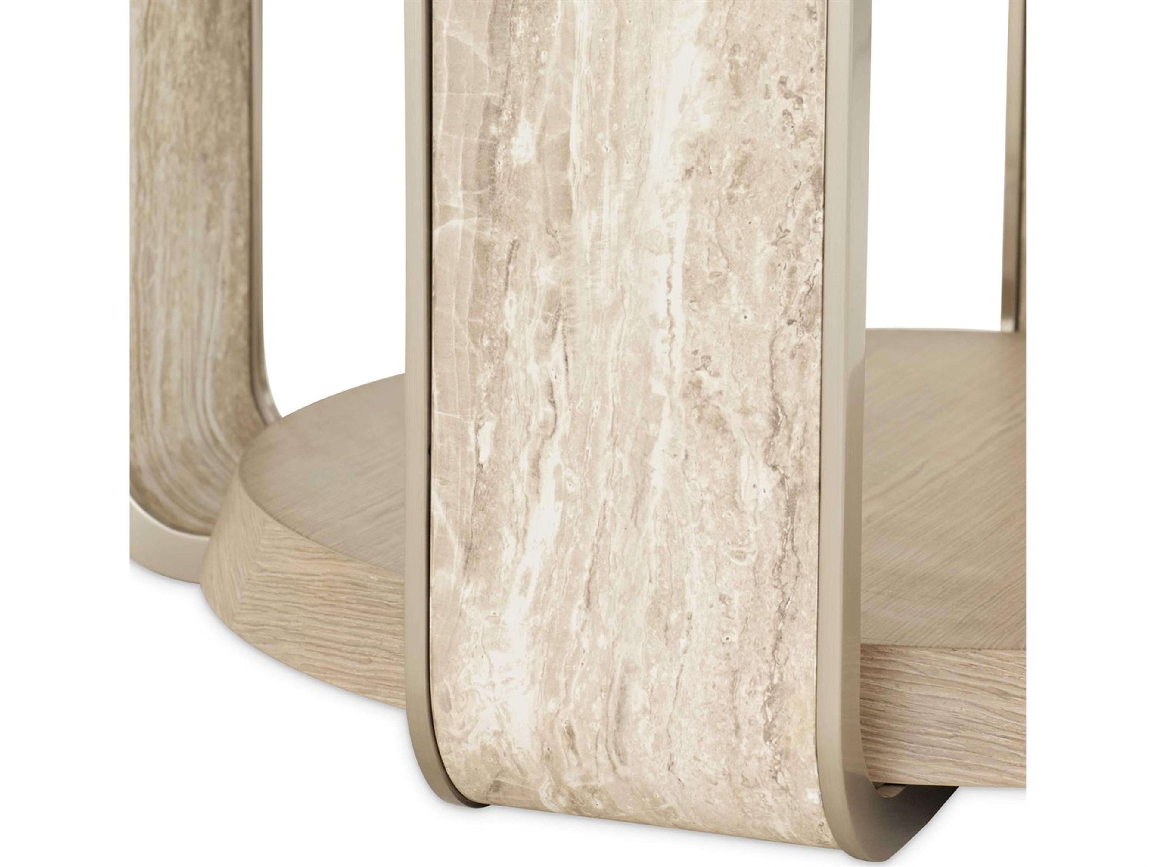 Luxecor Gilded Round Wood Sand Dining Table