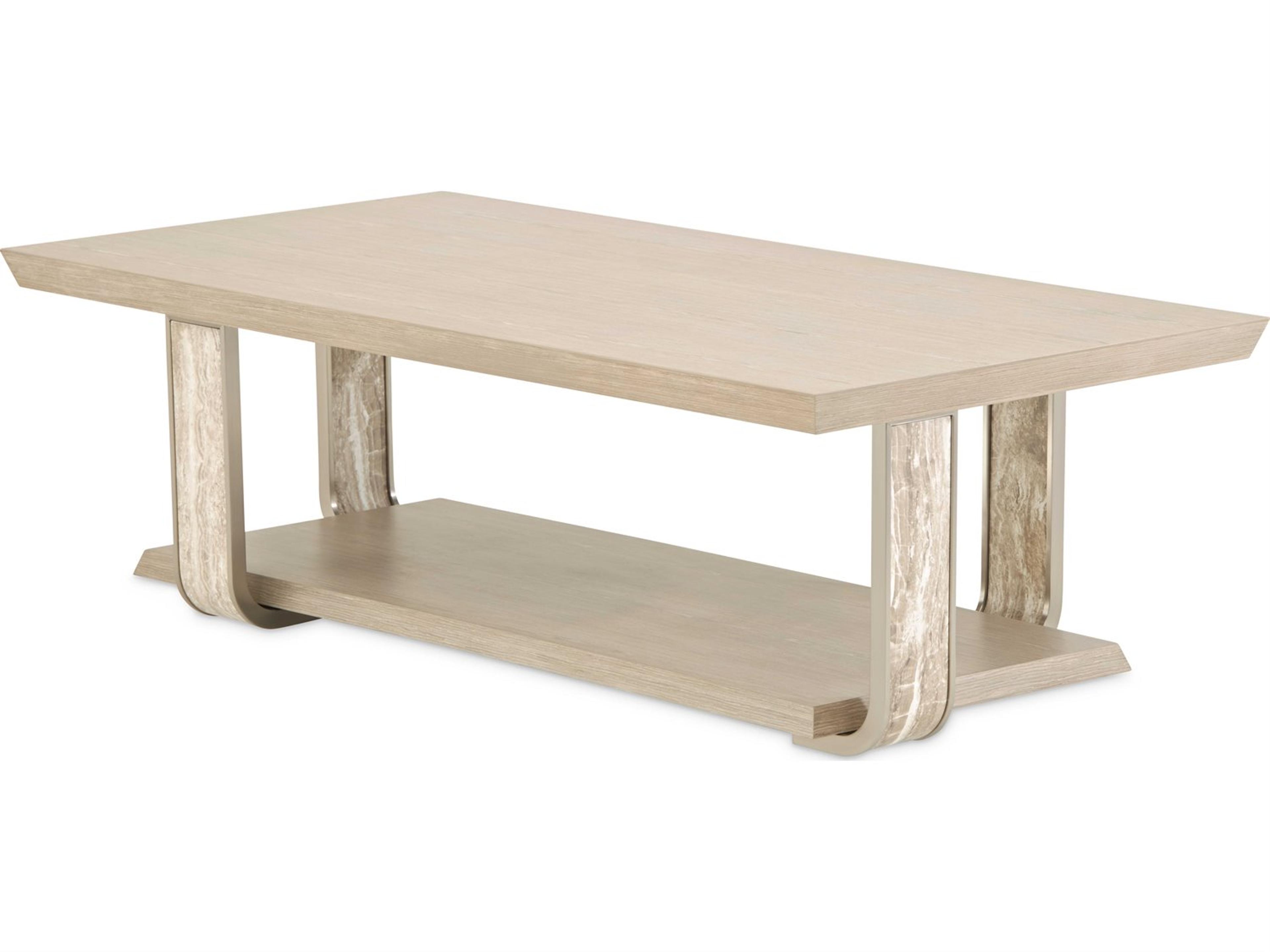 Lotus Bay Rectangular Wood Sand Coffee Table