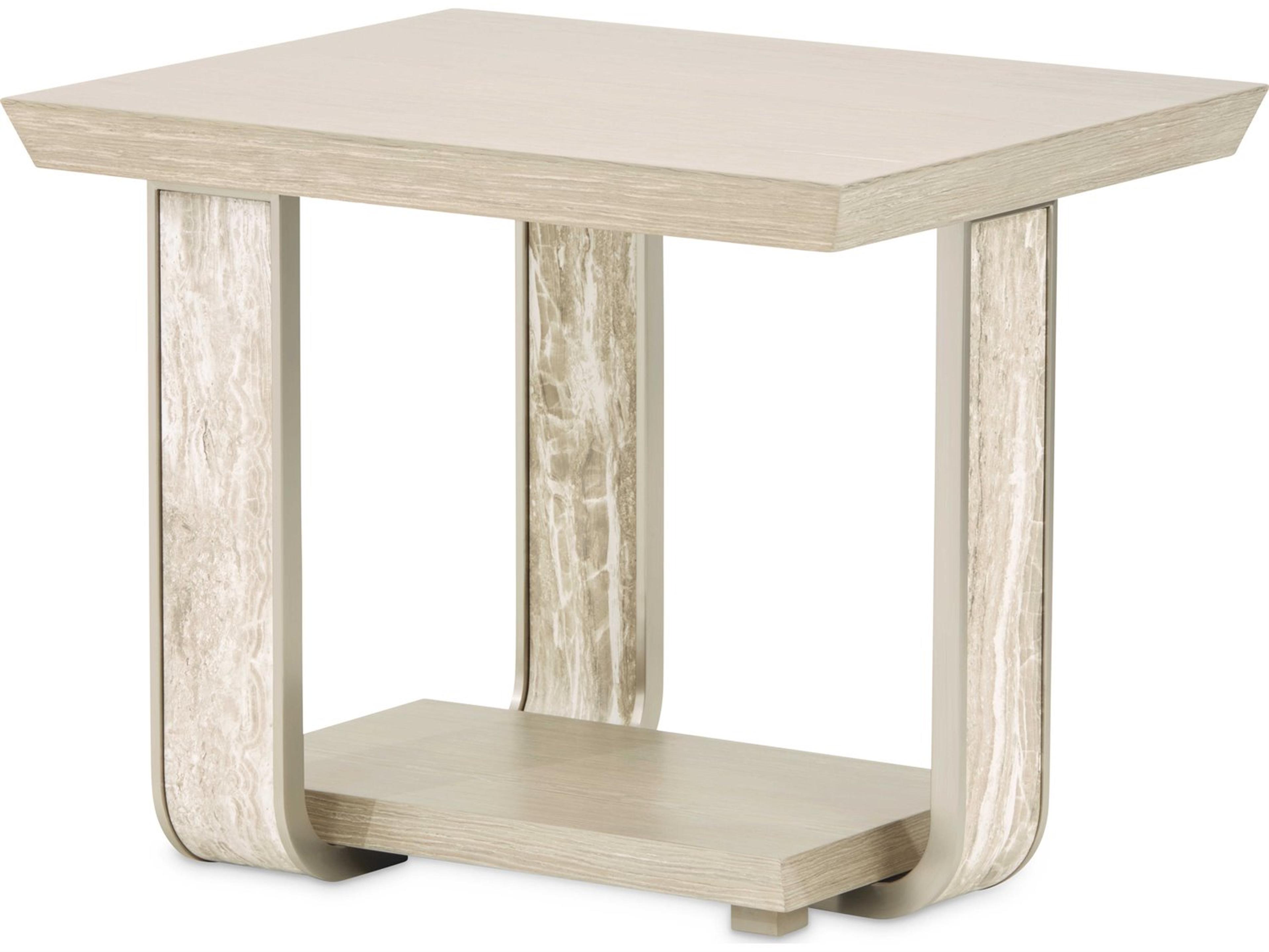 Lotus Bay Rectangular Wood Sand End Table