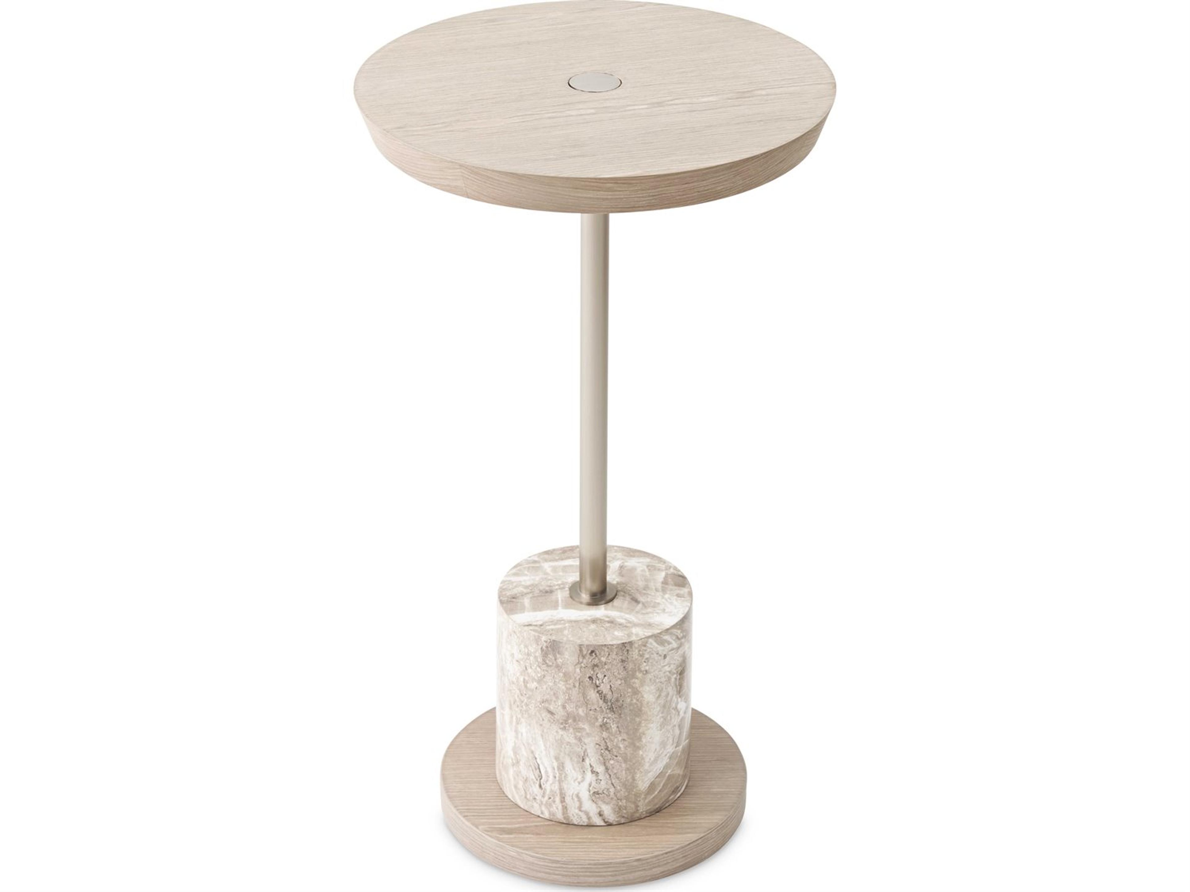 Luxecor Gilded Round Wood Sand End Table
