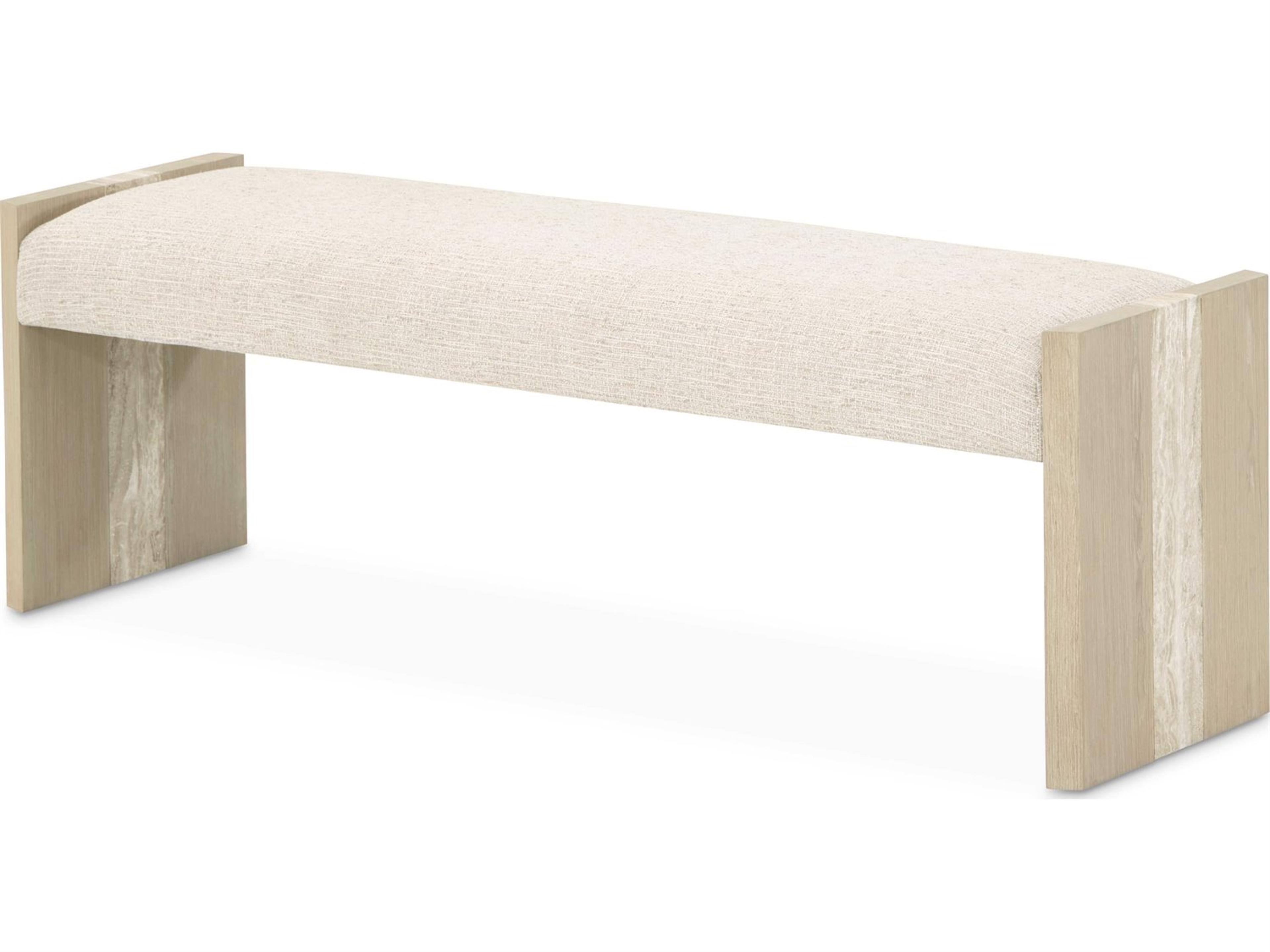 Lotus Bay Sand Beige Upholstered Accent Bench