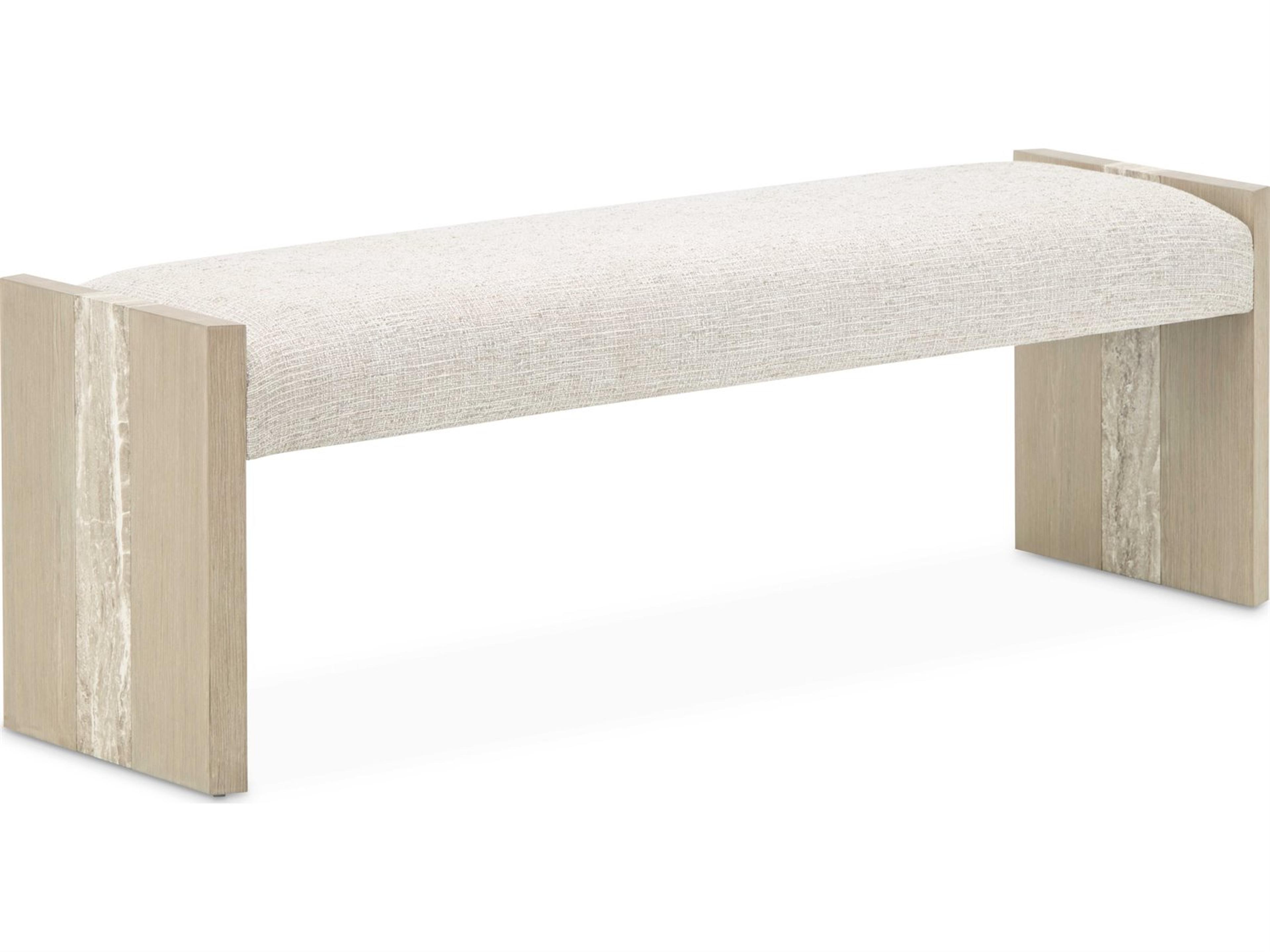 Luxecor Gilded Sand Beige Upholstered Accent Bench