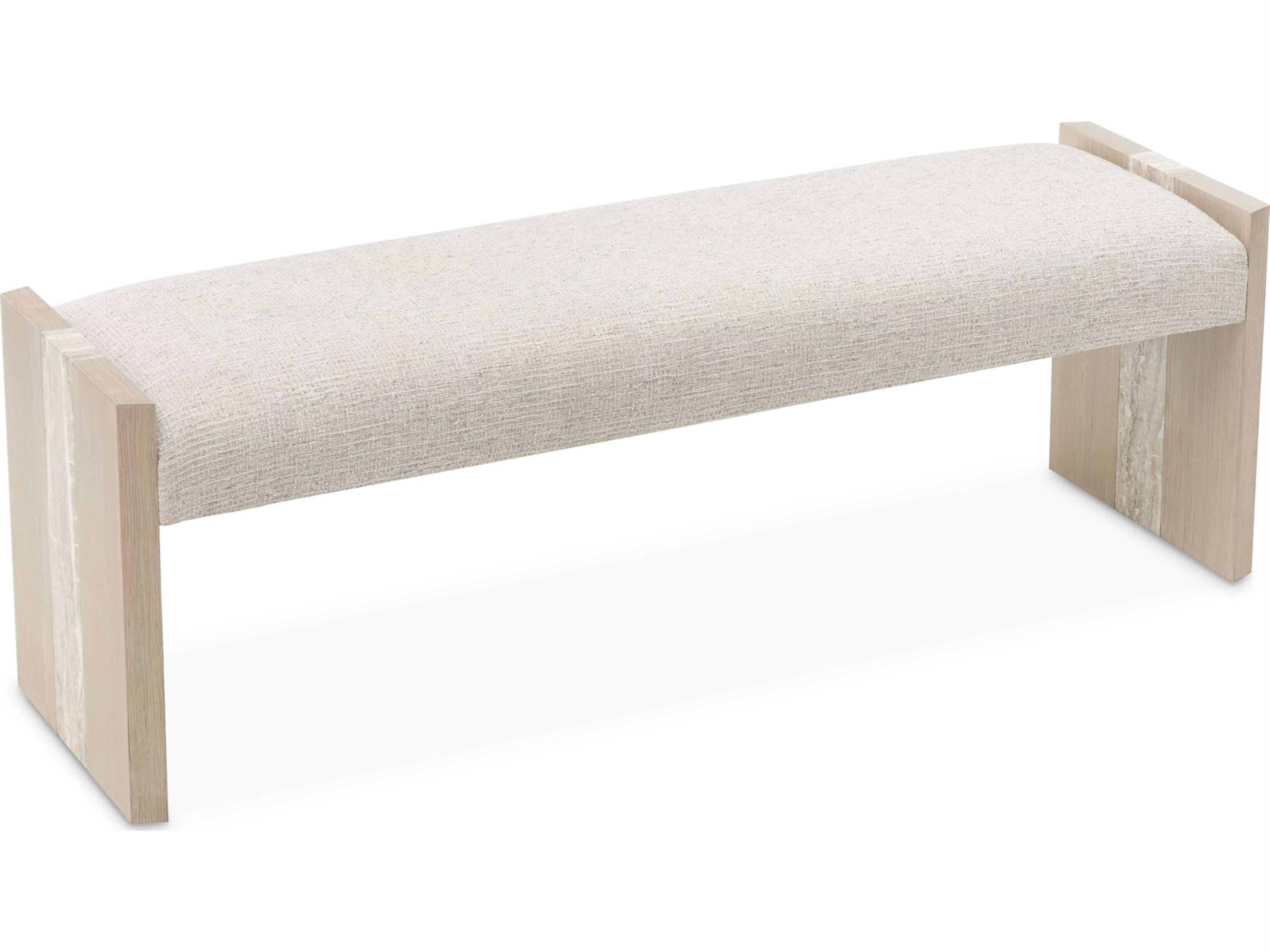 Luxecor Gilded Sand Beige Upholstered Accent Bench