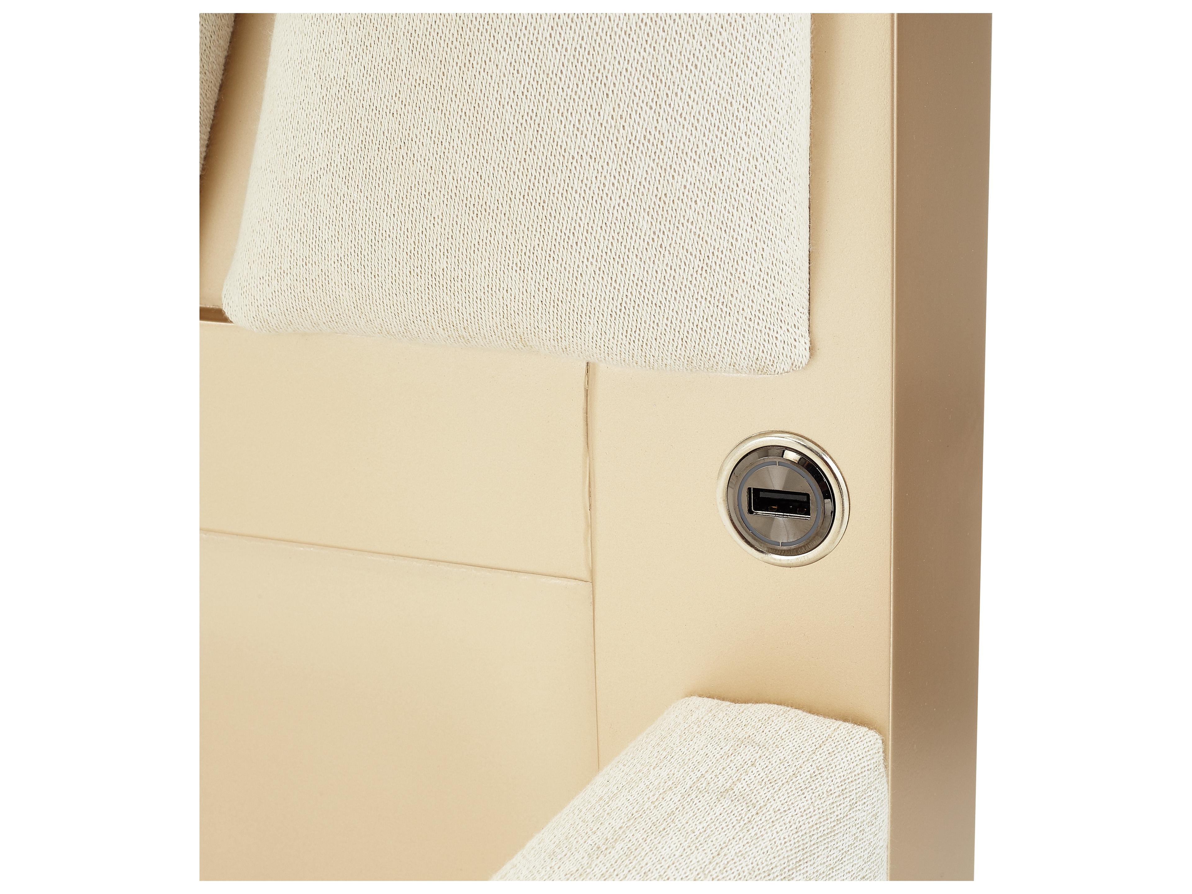 Luxecor Gilded Champagne White Birch Wood Upholstered King Panel Bed