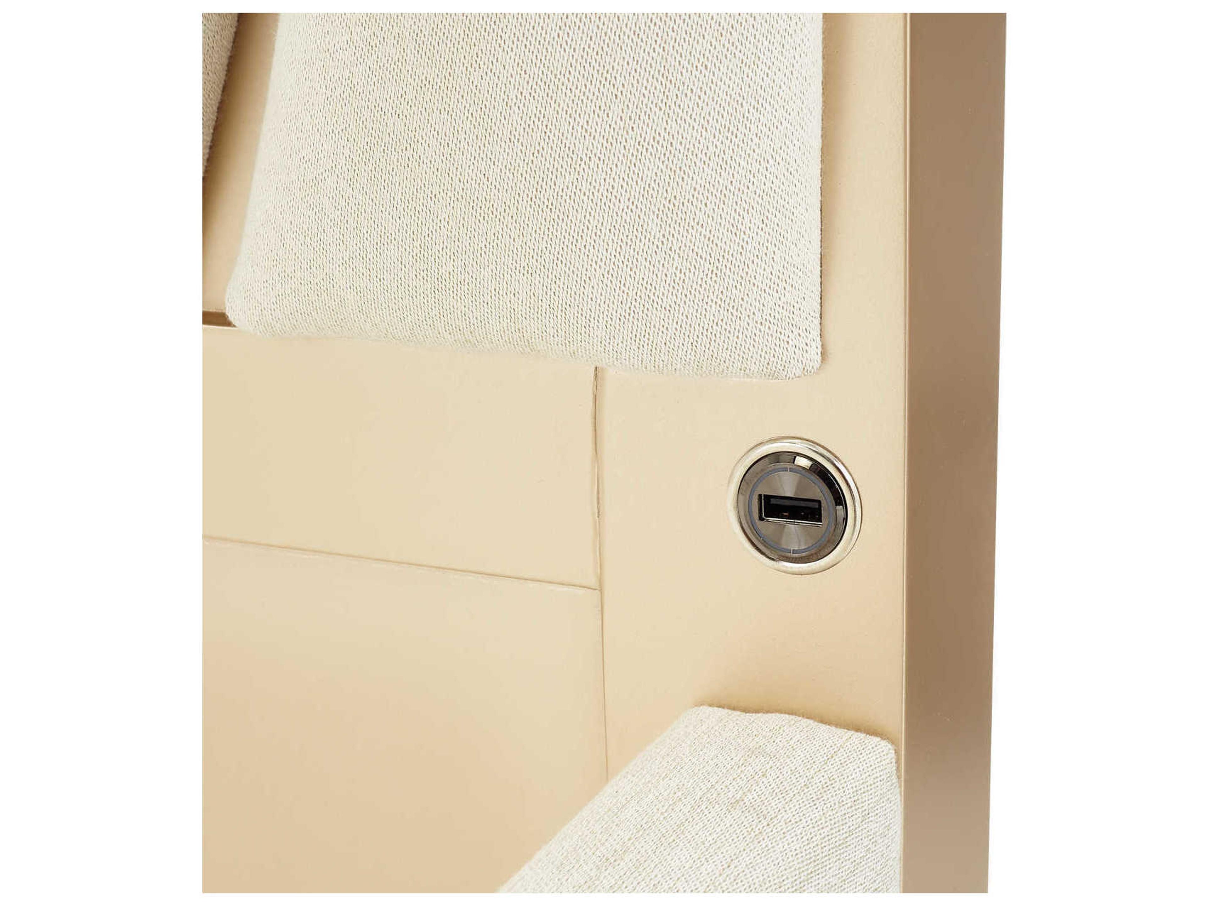 Luxecor Gilded Champagne White Birch Wood Upholstered King Panel Bed