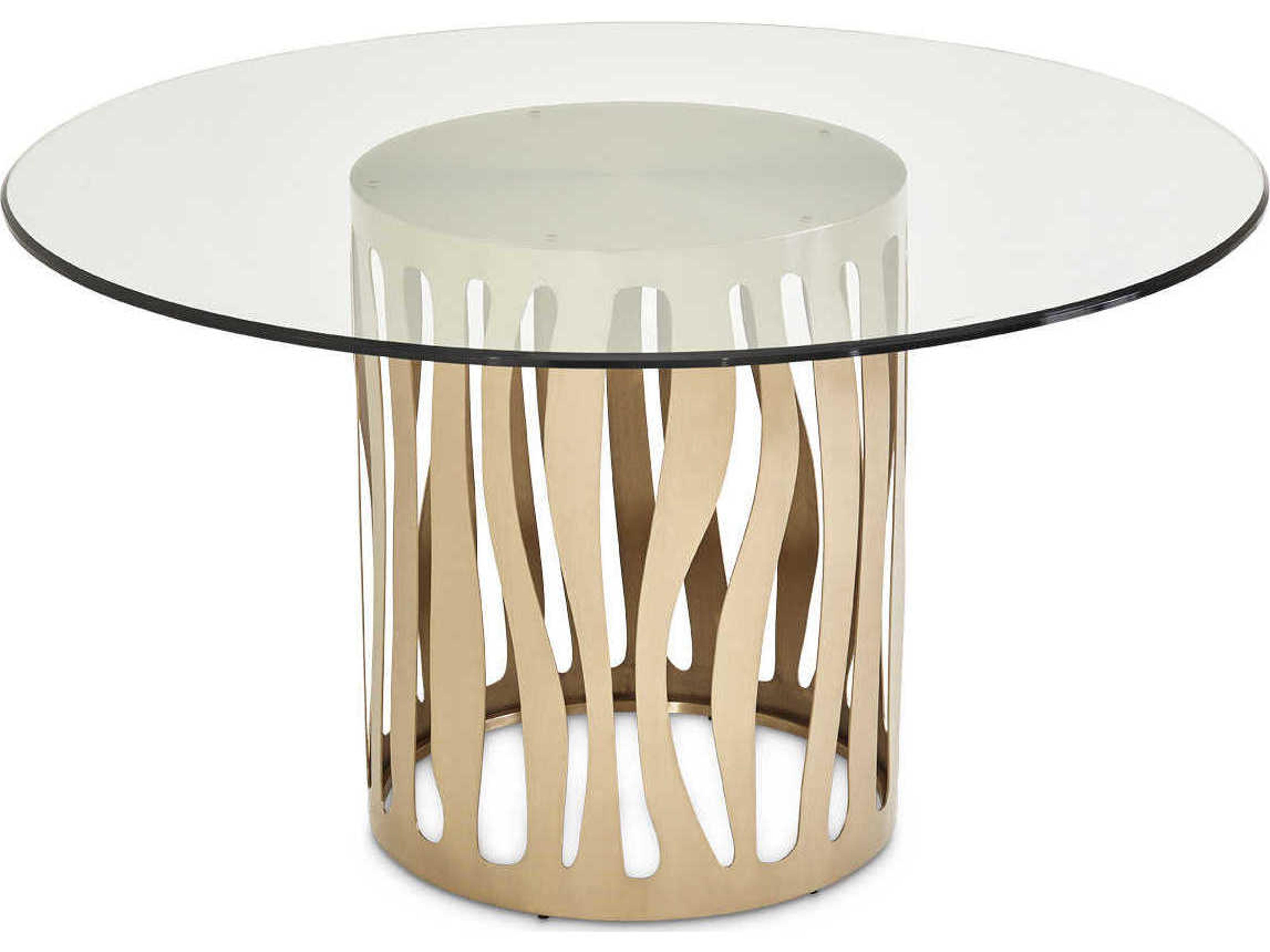 Luxecor Gilded Round Glass Champagne Dining Table