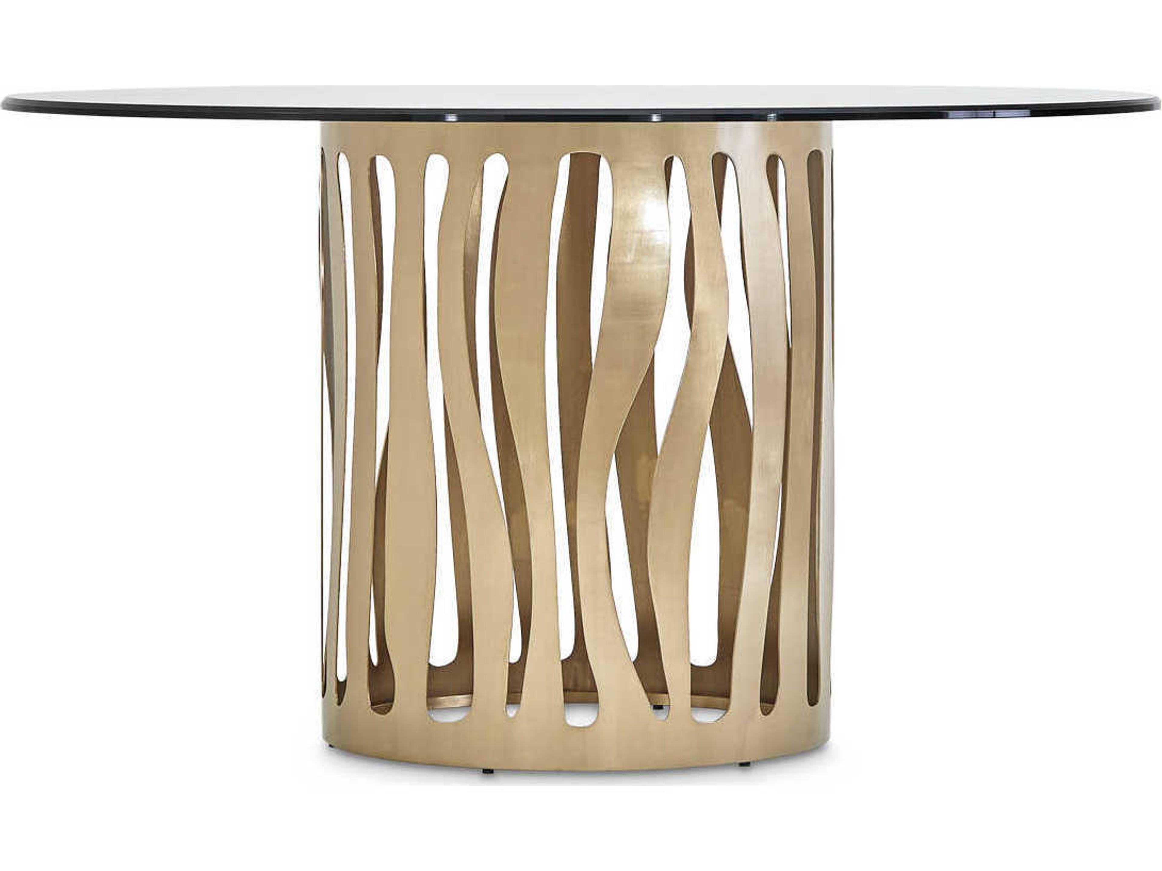 Luxecor Gilded Round Glass Champagne Dining Table