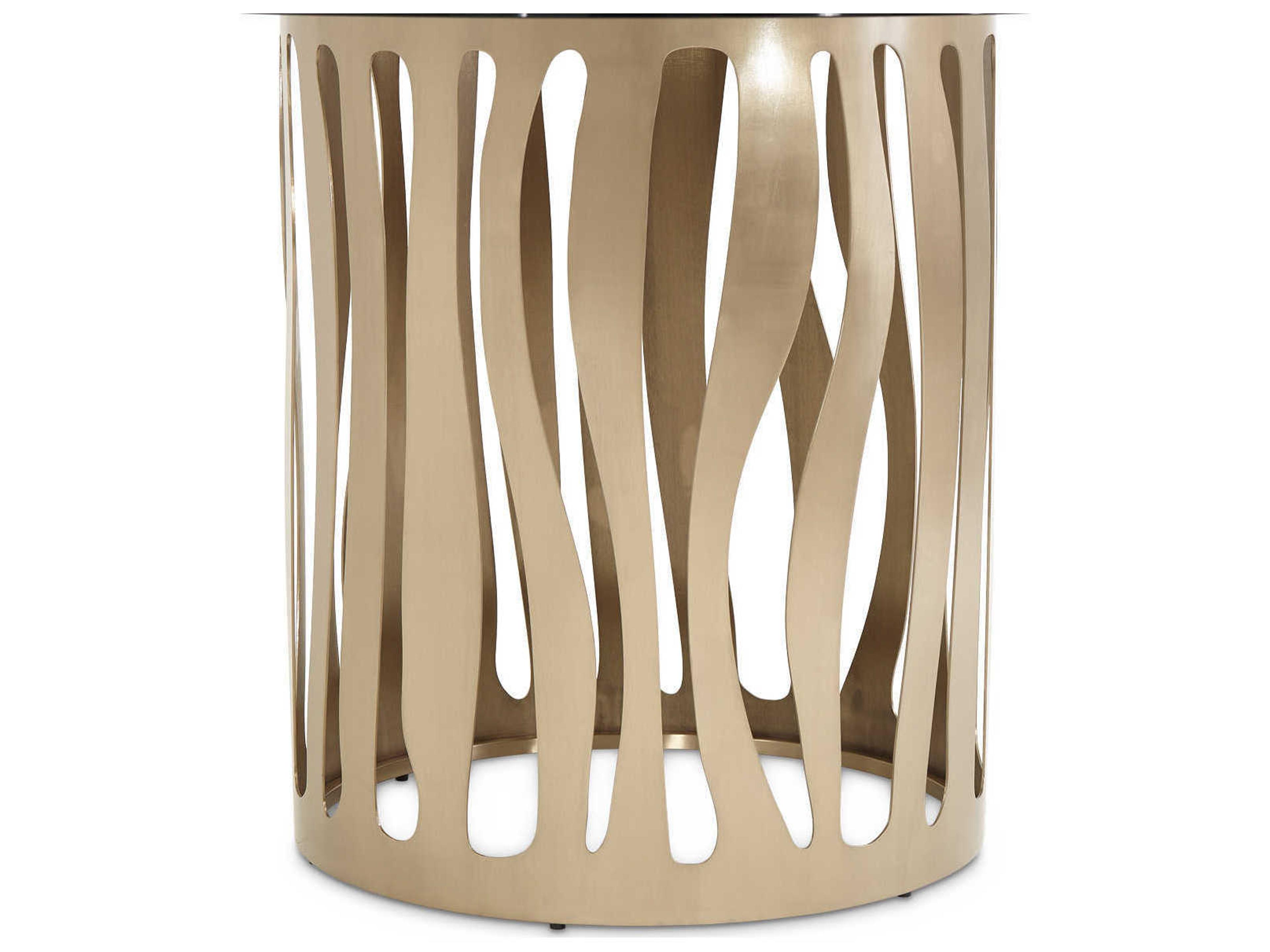 Luxecor Gilded Round Glass Champagne Dining Table