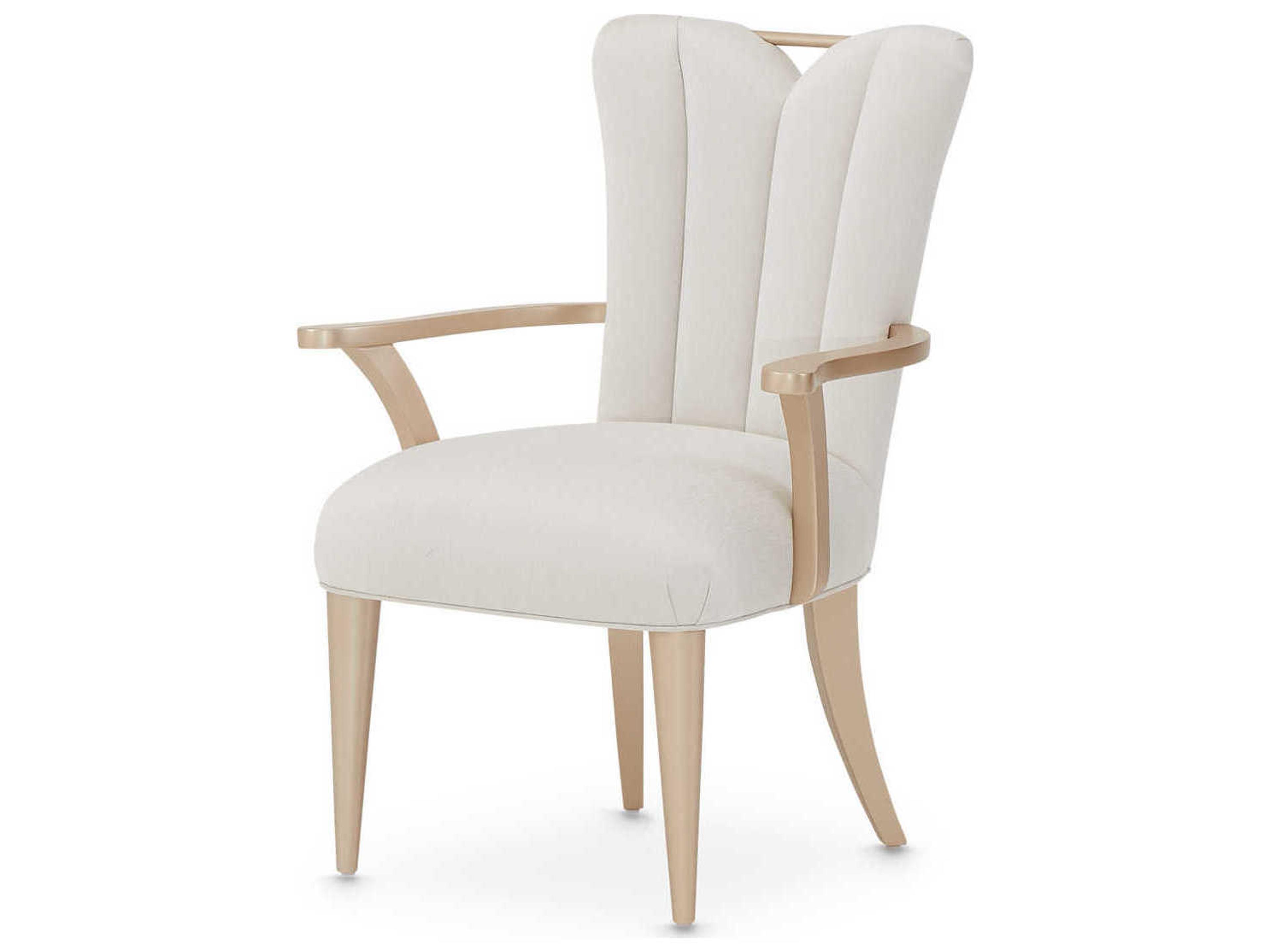 La Rachelle White Upholstered Arm Dining Chair