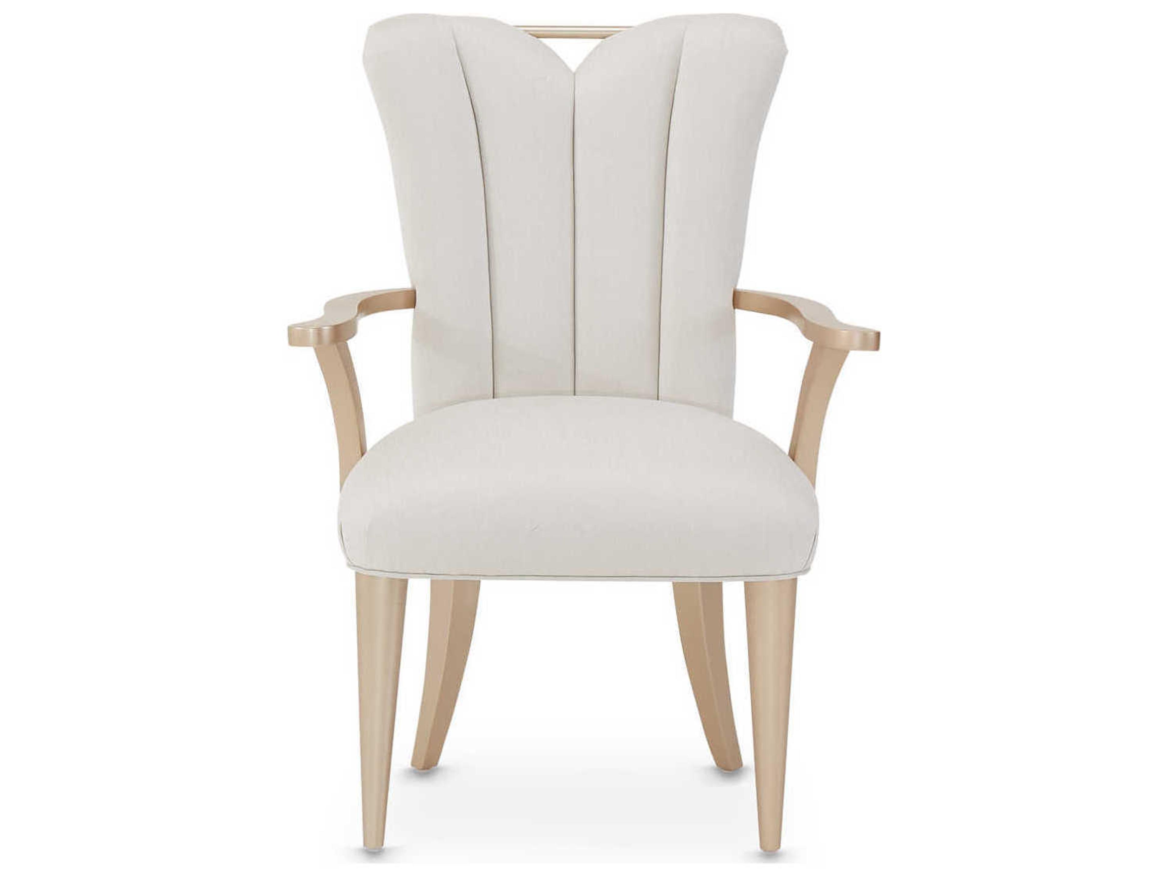 Luxecor Gilded White Upholstered Arm Dining Chair