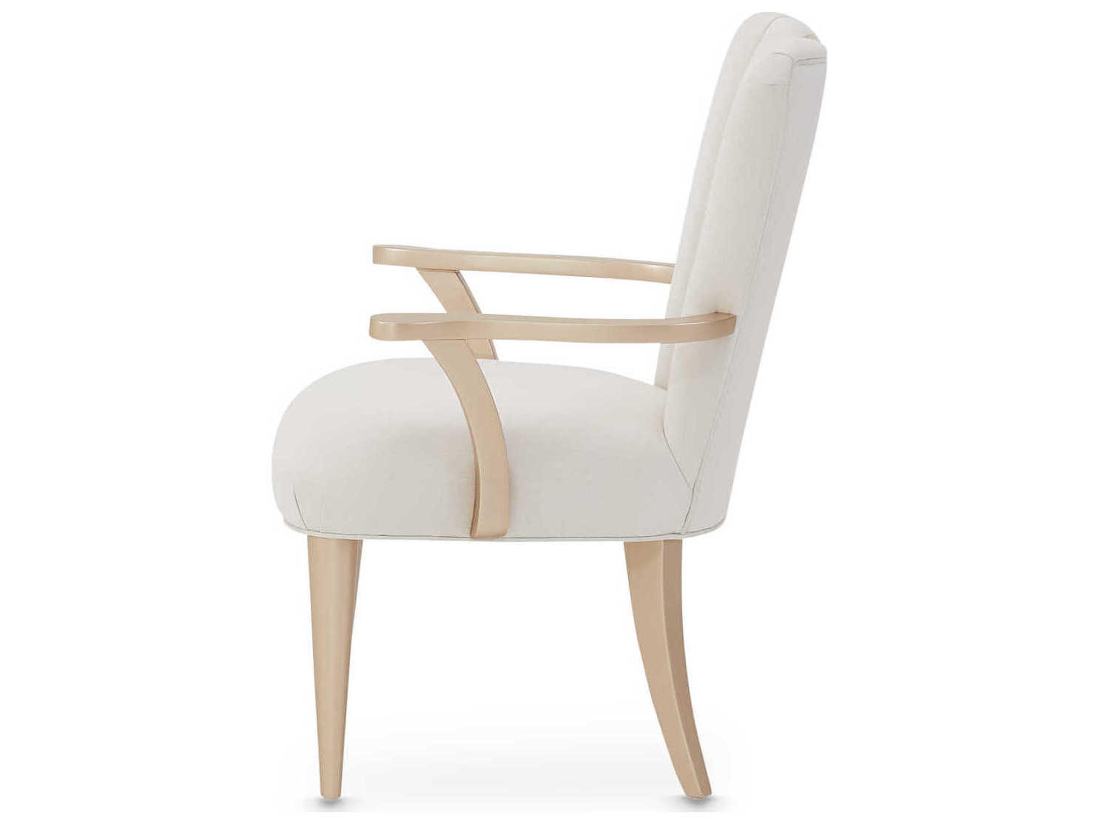 Luxecor Gilded White Upholstered Arm Dining Chair