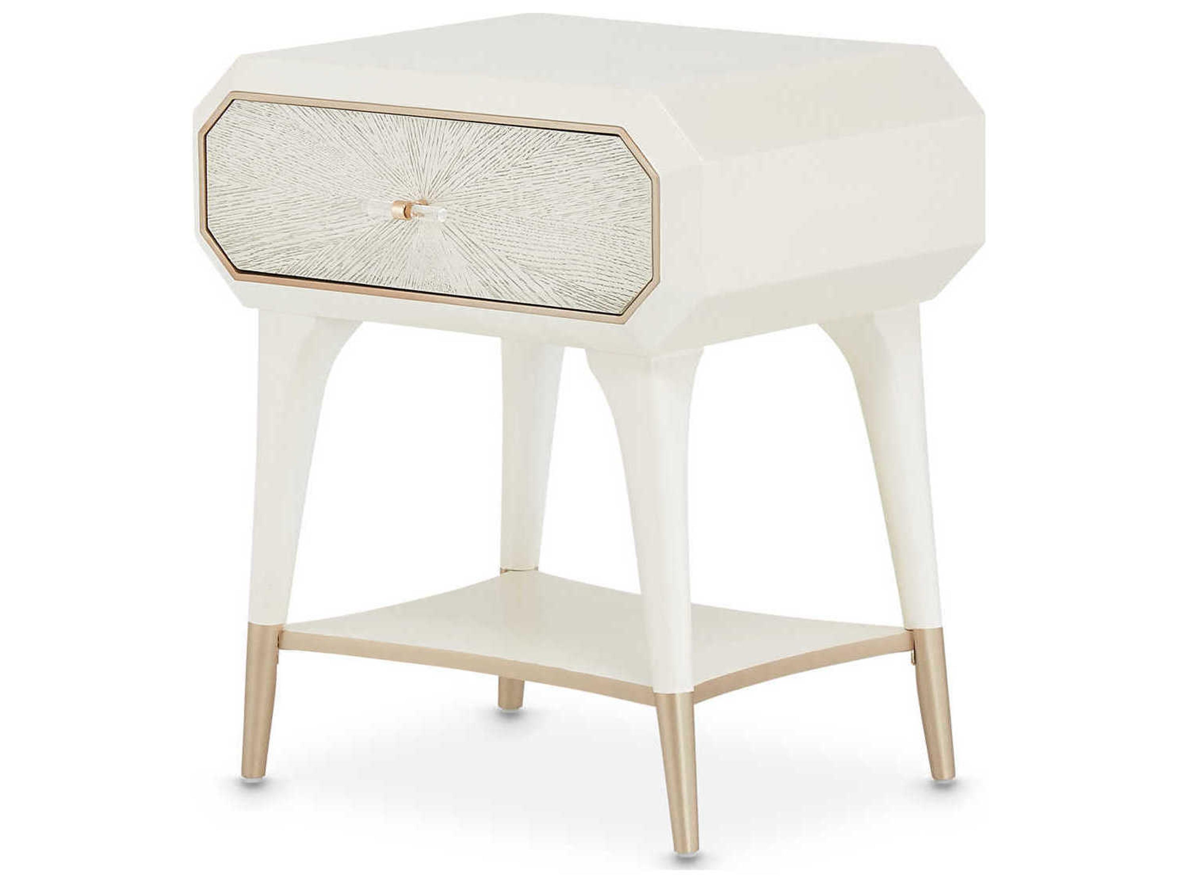 La Rachelle 1-Drawer White Birch Wood Nightstand