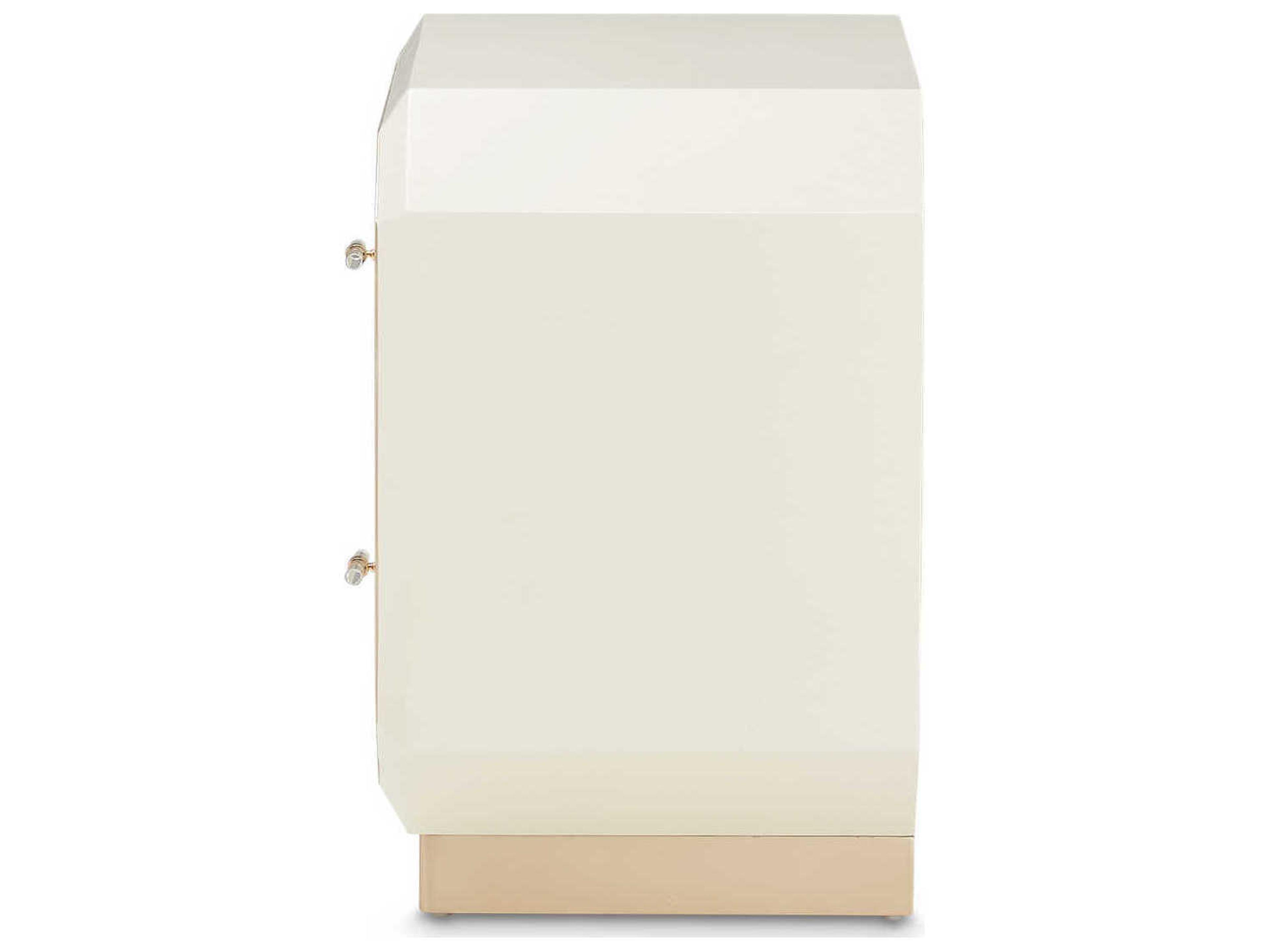 Luxecor Gilded 2-Drawers White Birch Wood Nightstand