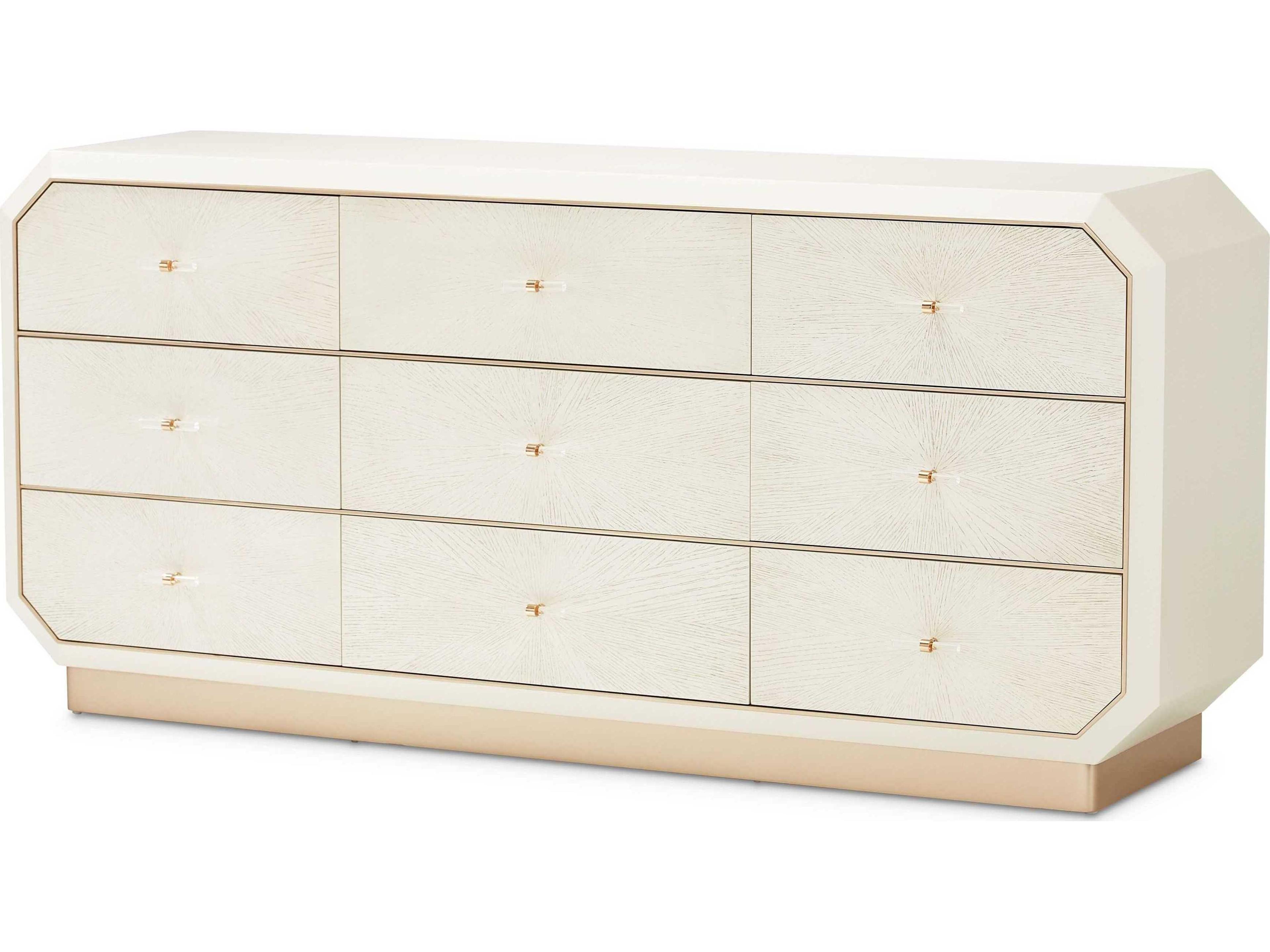 La Rachelle 9-Drawer Triple Dresser in Medium Champagne Finish