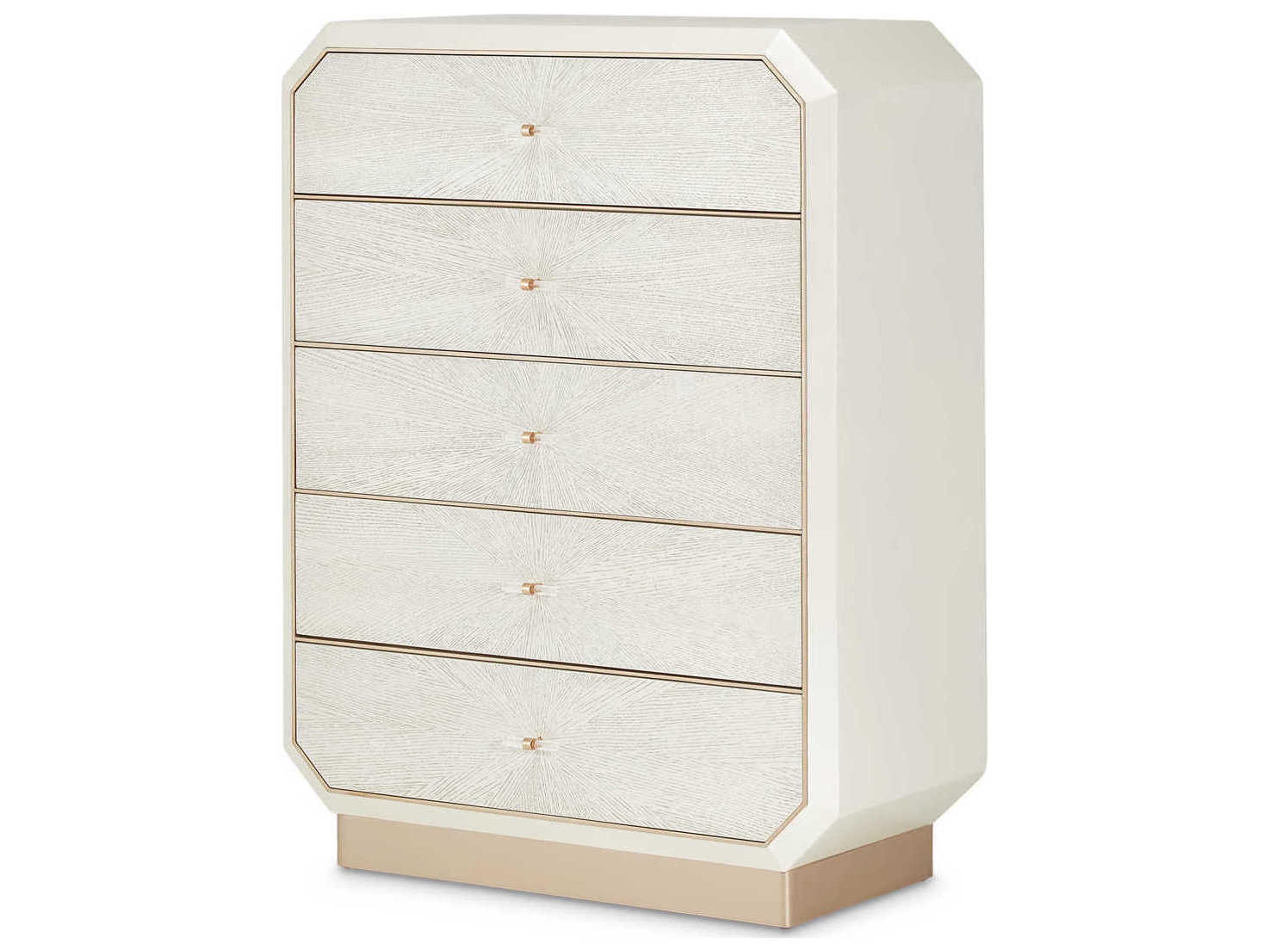 La Rachelle Champagne White Birch Wood Accent Chest
