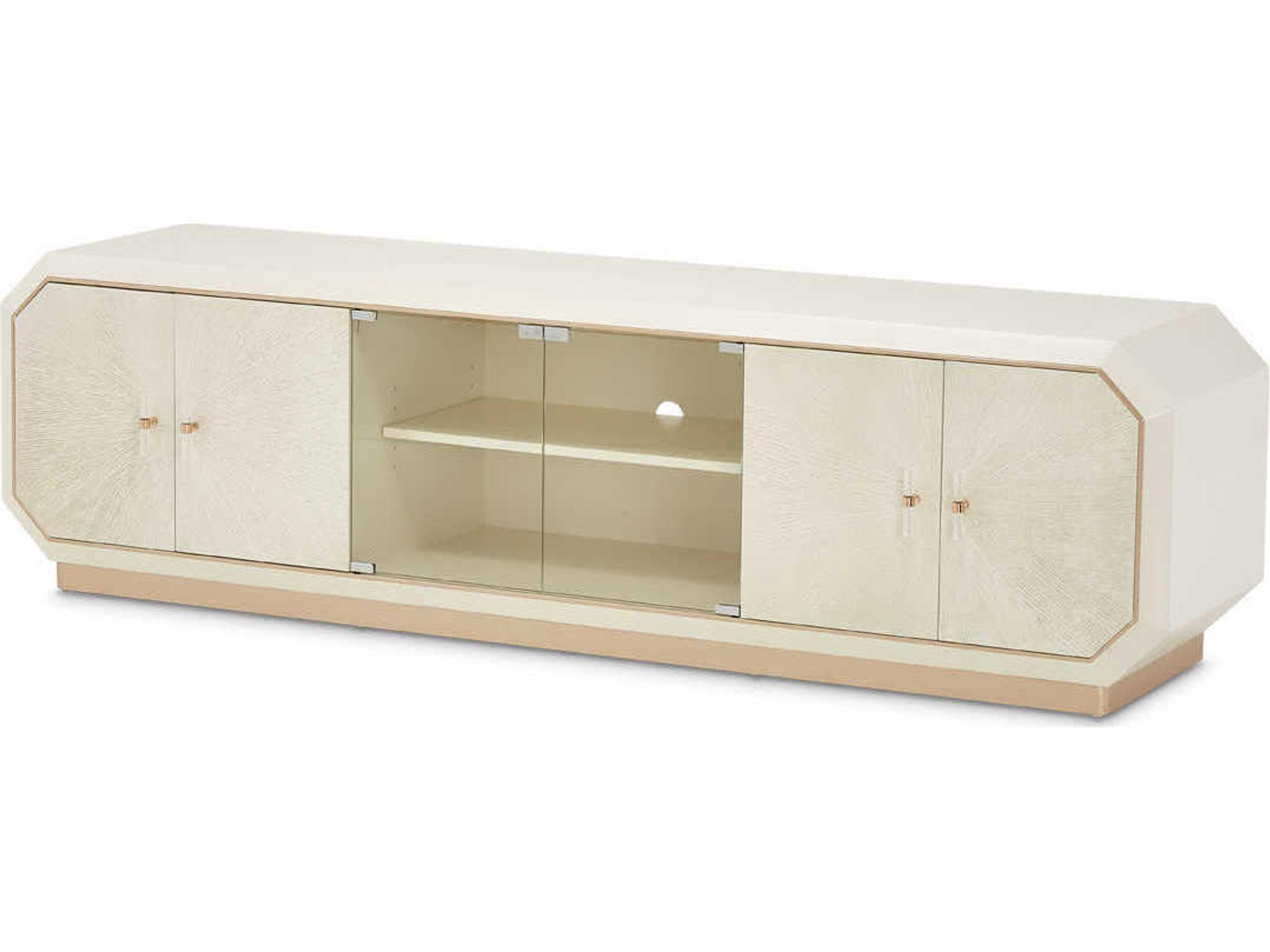 La Rachelle 80-Inch Media Cabinet in Medium Champagne with Chardonnay Accents
