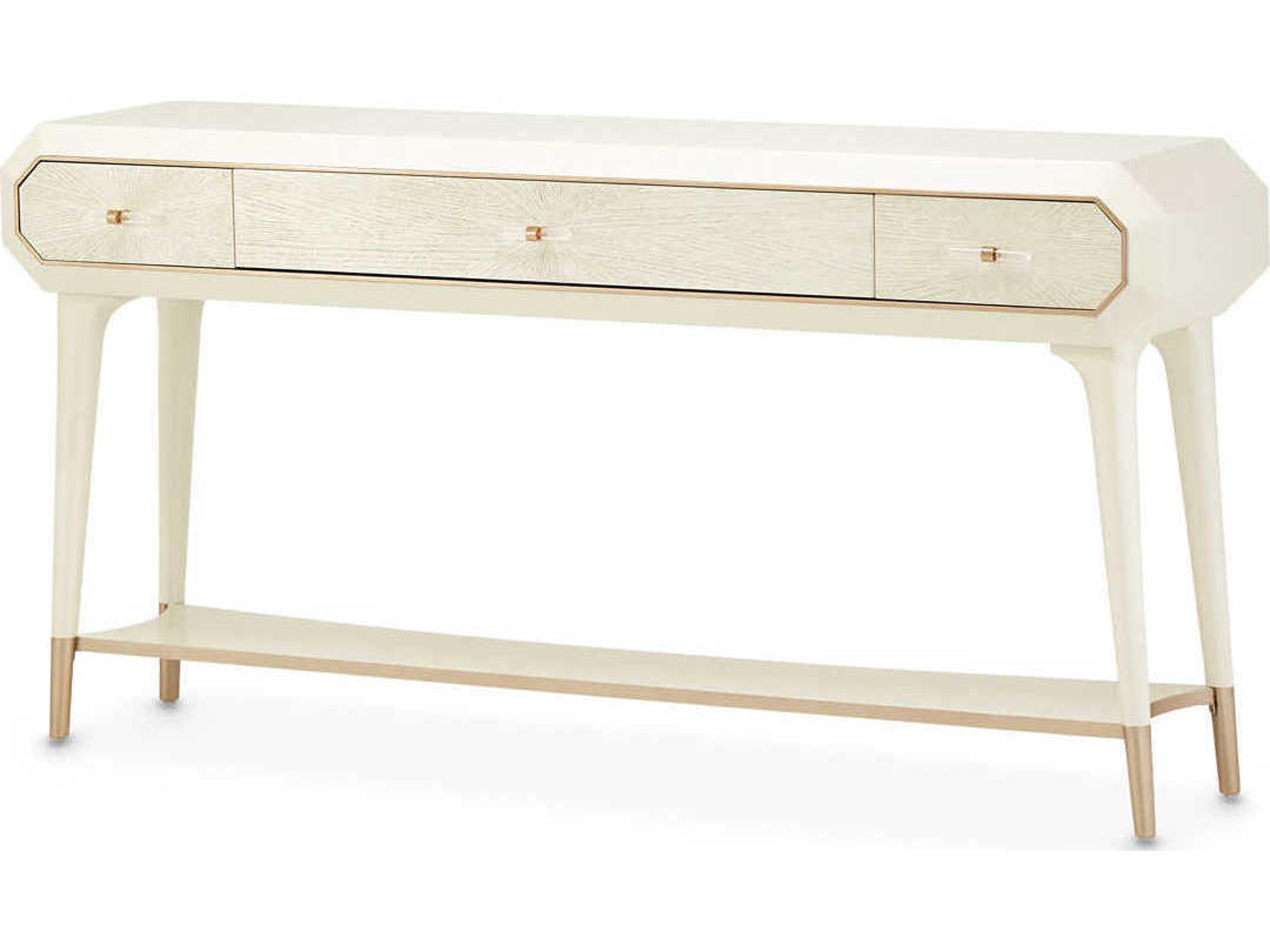 La Rachelle Rectangular Wood Champagne Console Table