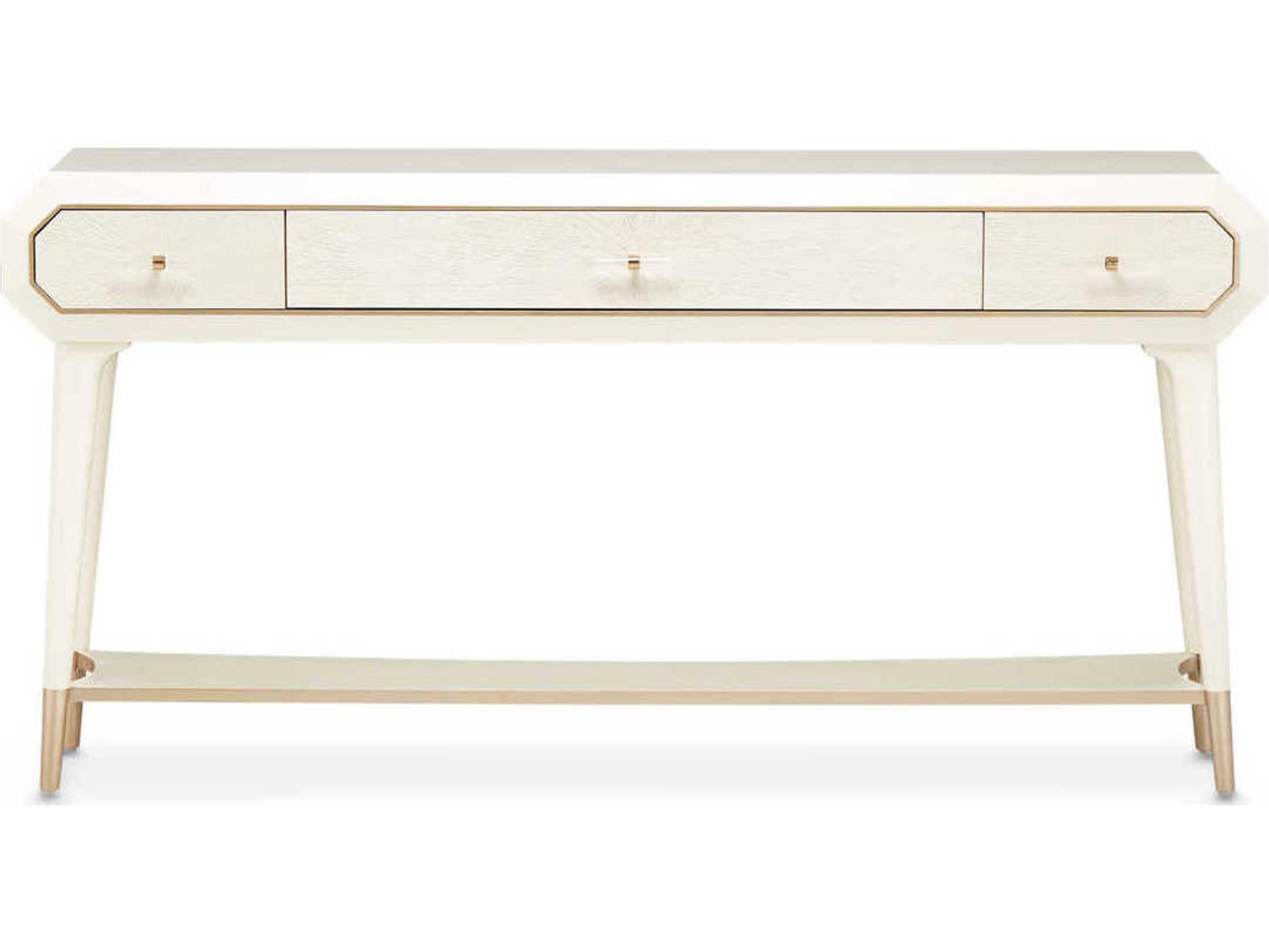 Luxecor Gilded Rectangular Wood Champagne Console Table