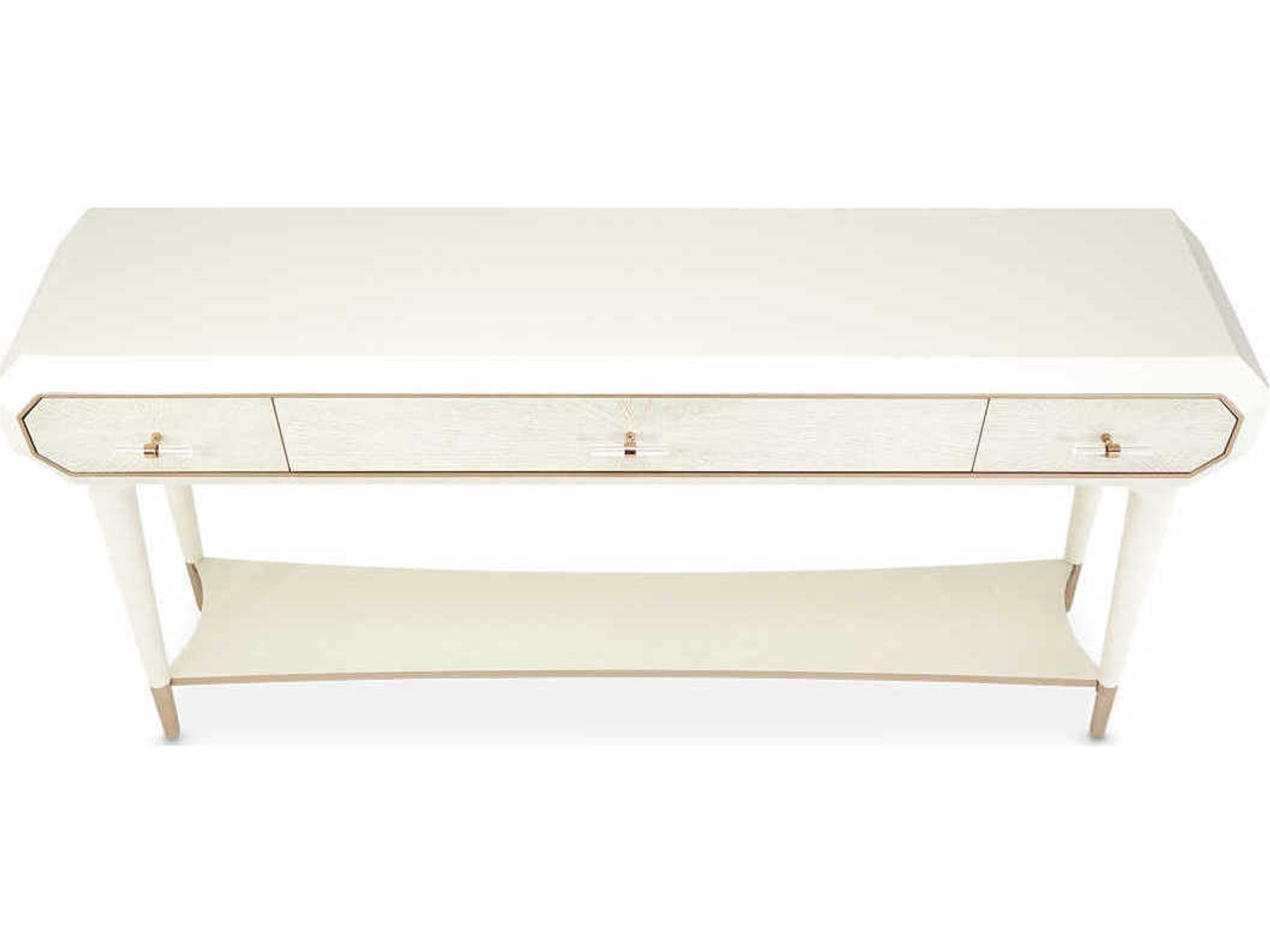 Luxecor Gilded Rectangular Wood Champagne Console Table