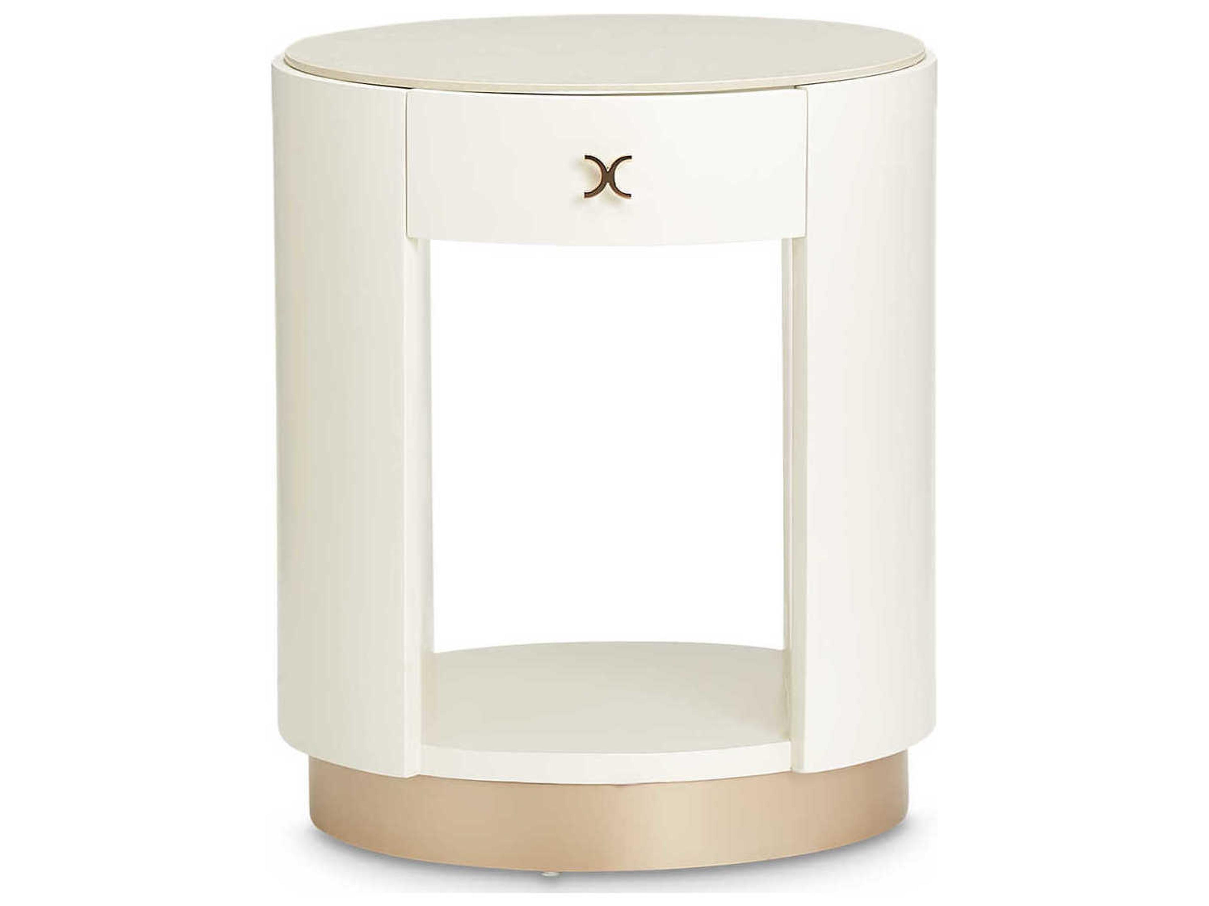 Luxecor Gilded Round Marble Champagne End Table