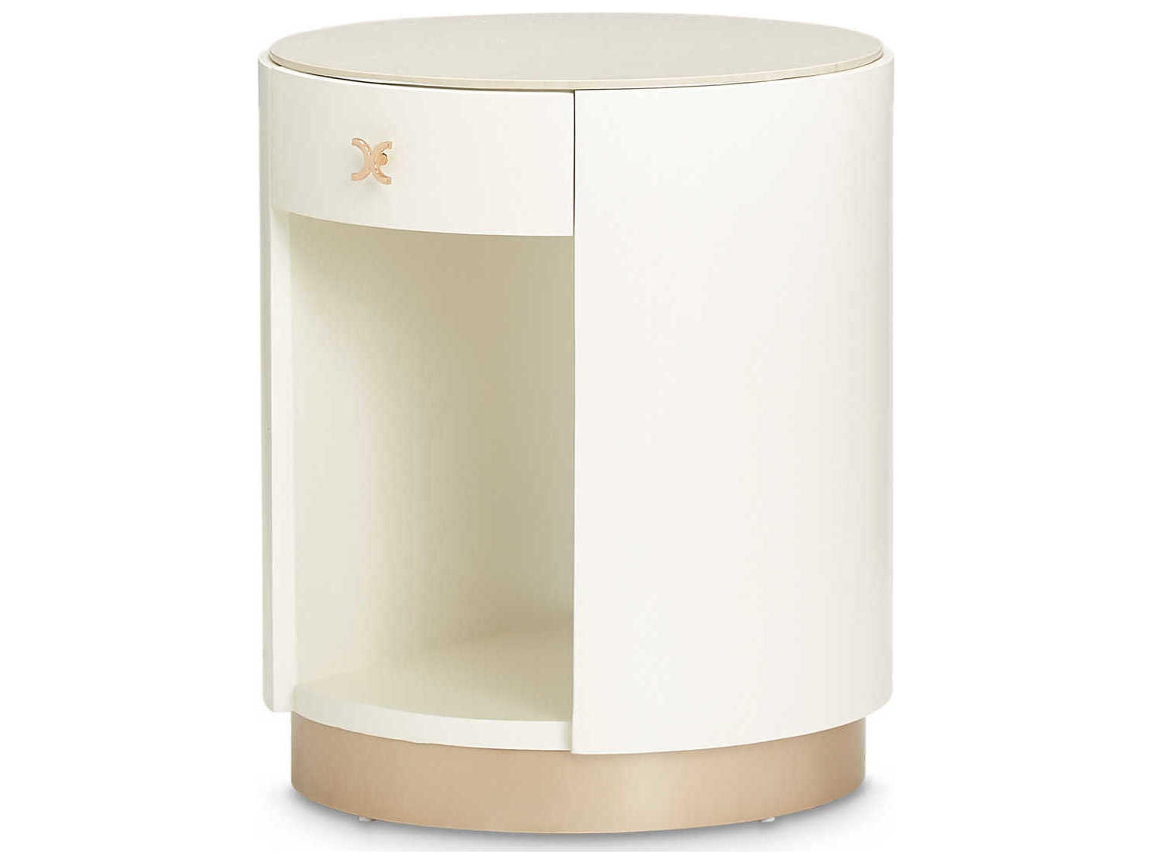 Luxecor Gilded Round Marble Champagne End Table