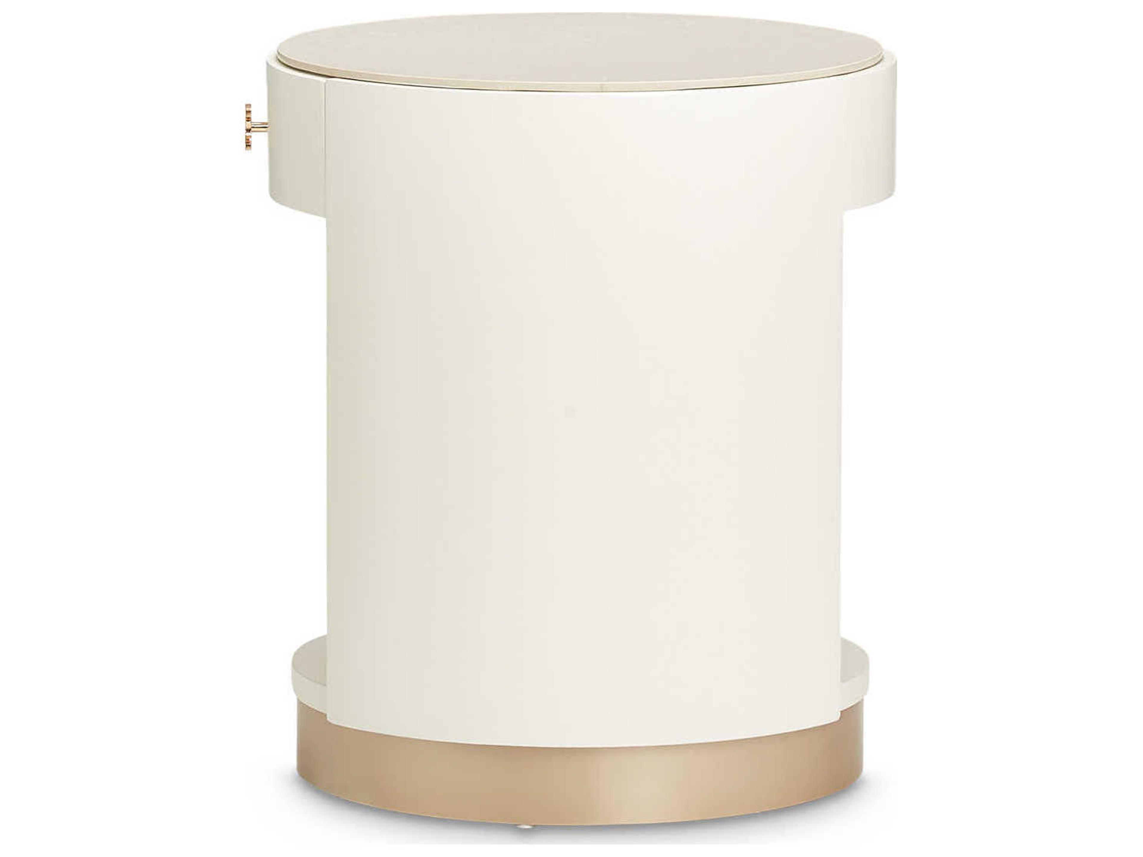 Luxecor Gilded Round Marble Champagne End Table