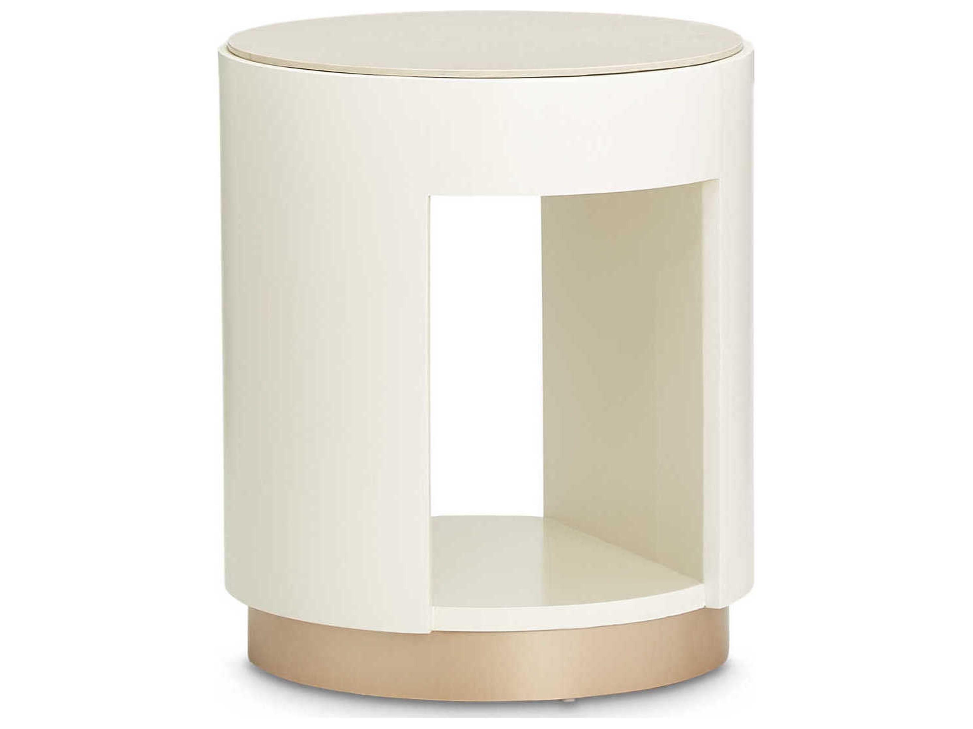 Luxecor Gilded Round Marble Champagne End Table
