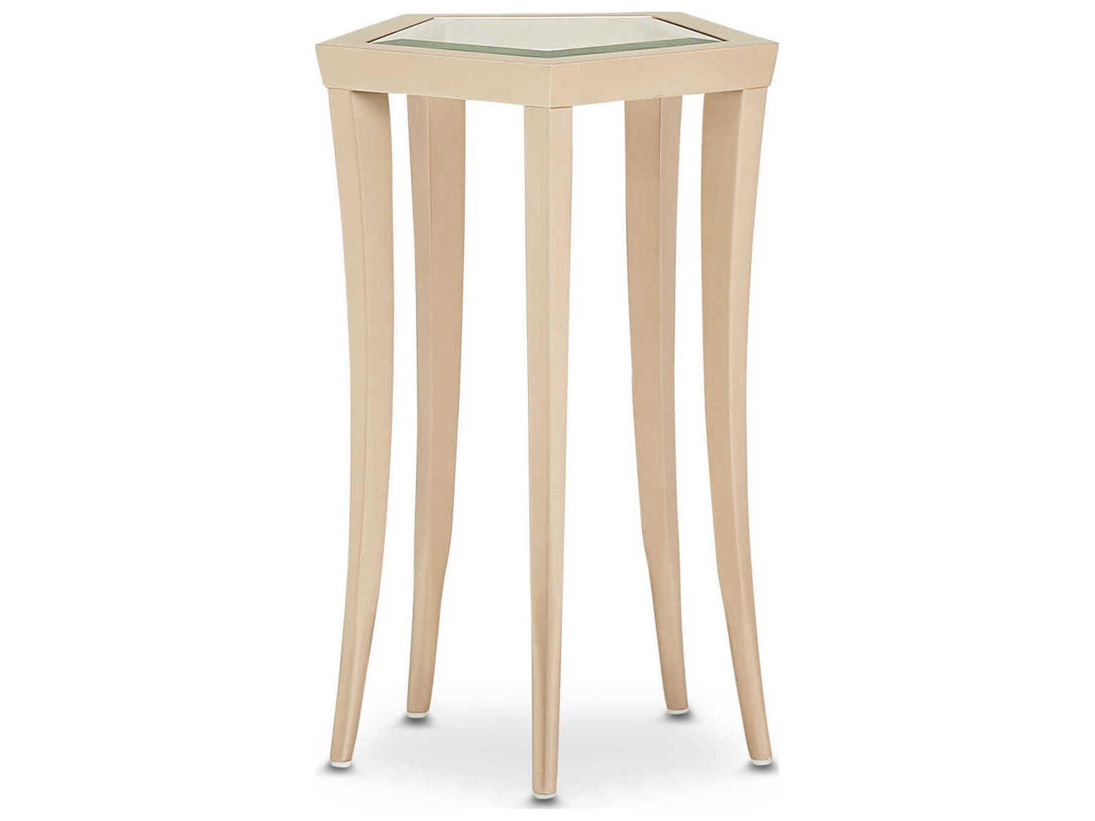 Luxecor Gilded Octagon Glass Champagne End Table