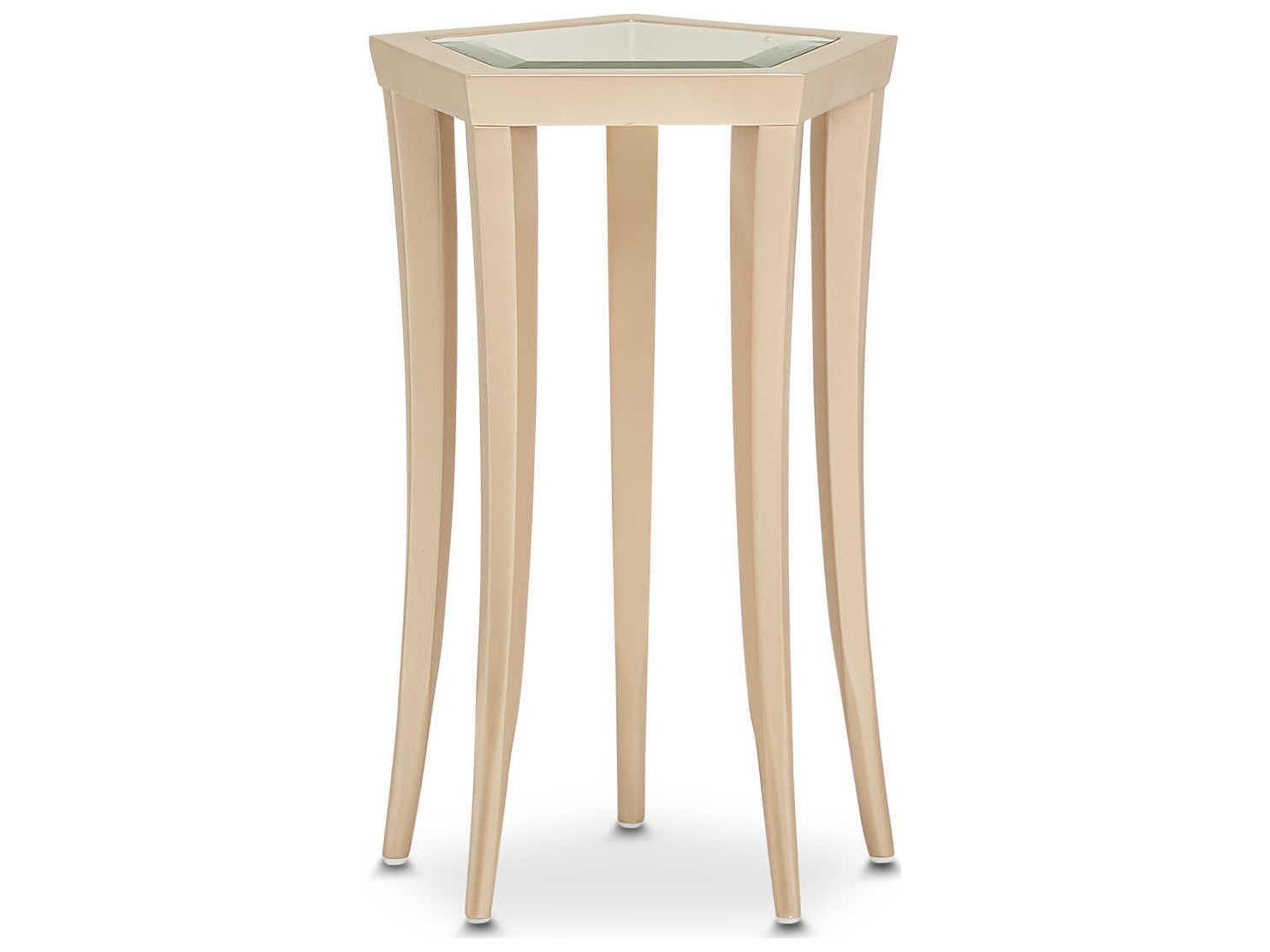 Luxecor Gilded Octagon Glass Champagne End Table