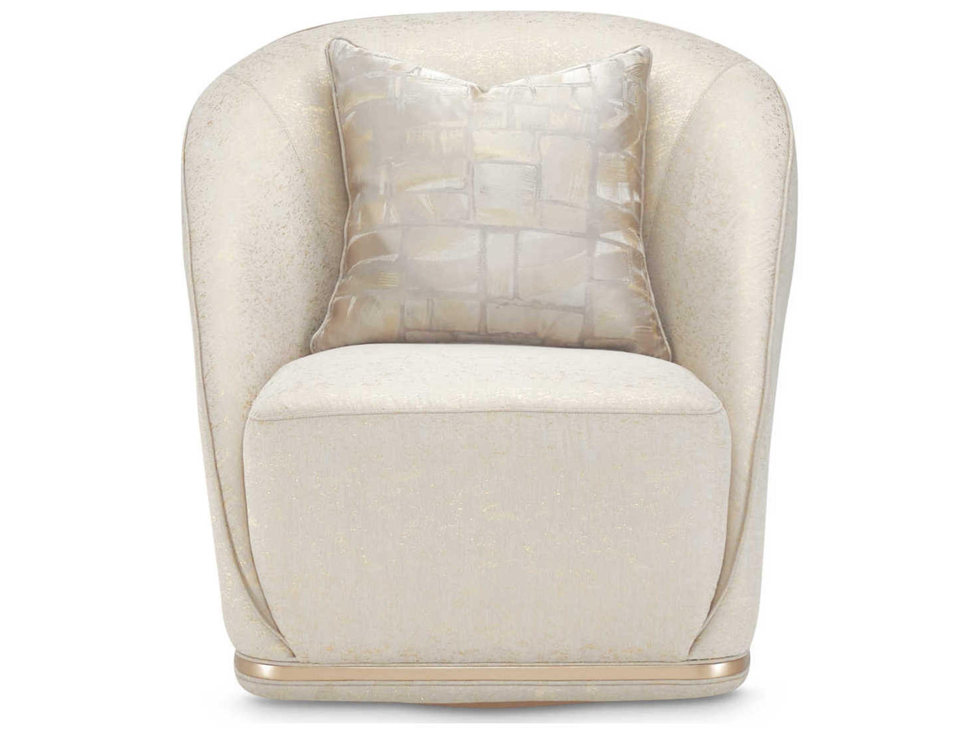 Luxecor Gilded Swivel White Fabric Accent Chair