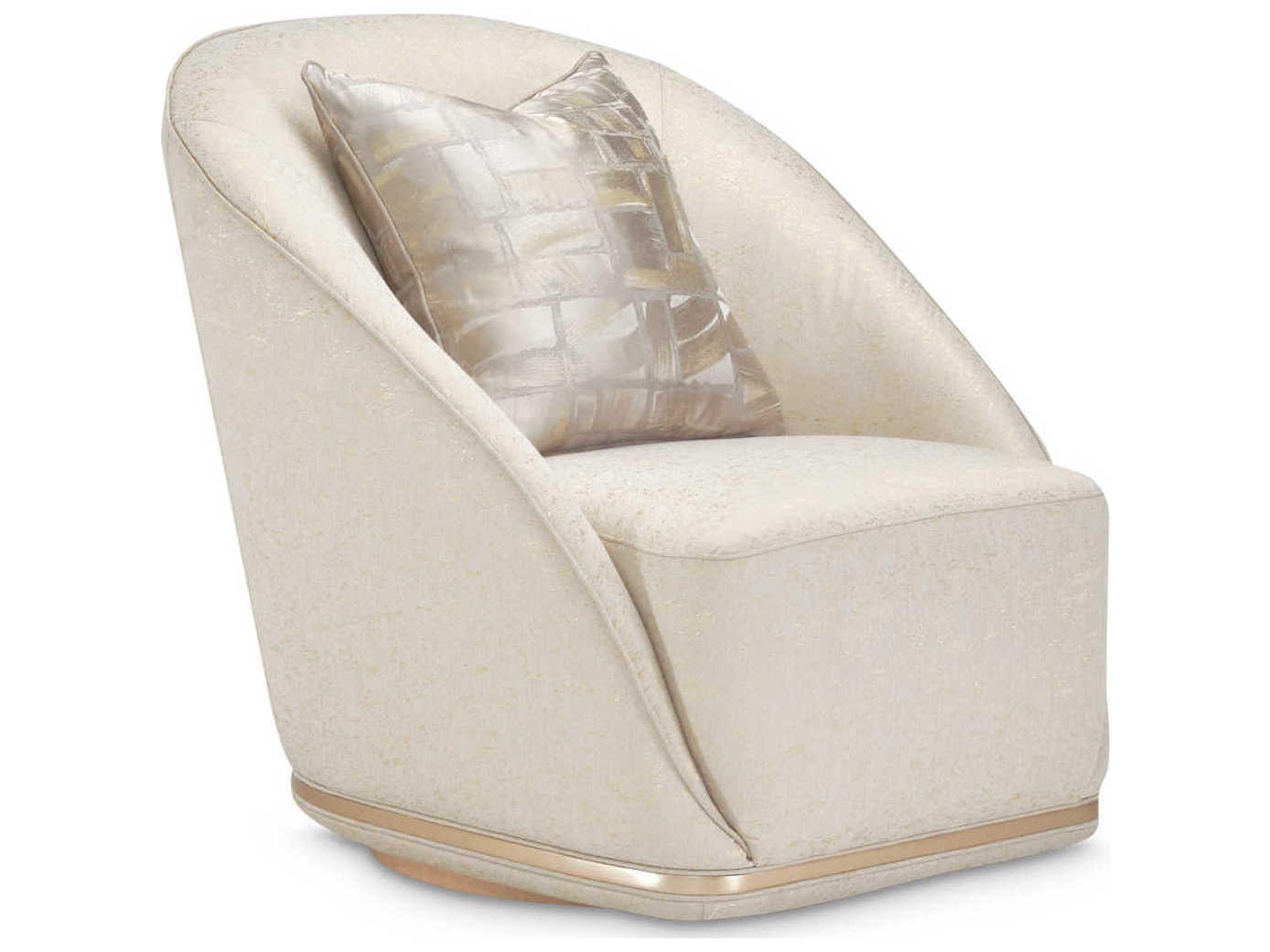 Luxecor Gilded Swivel White Fabric Accent Chair