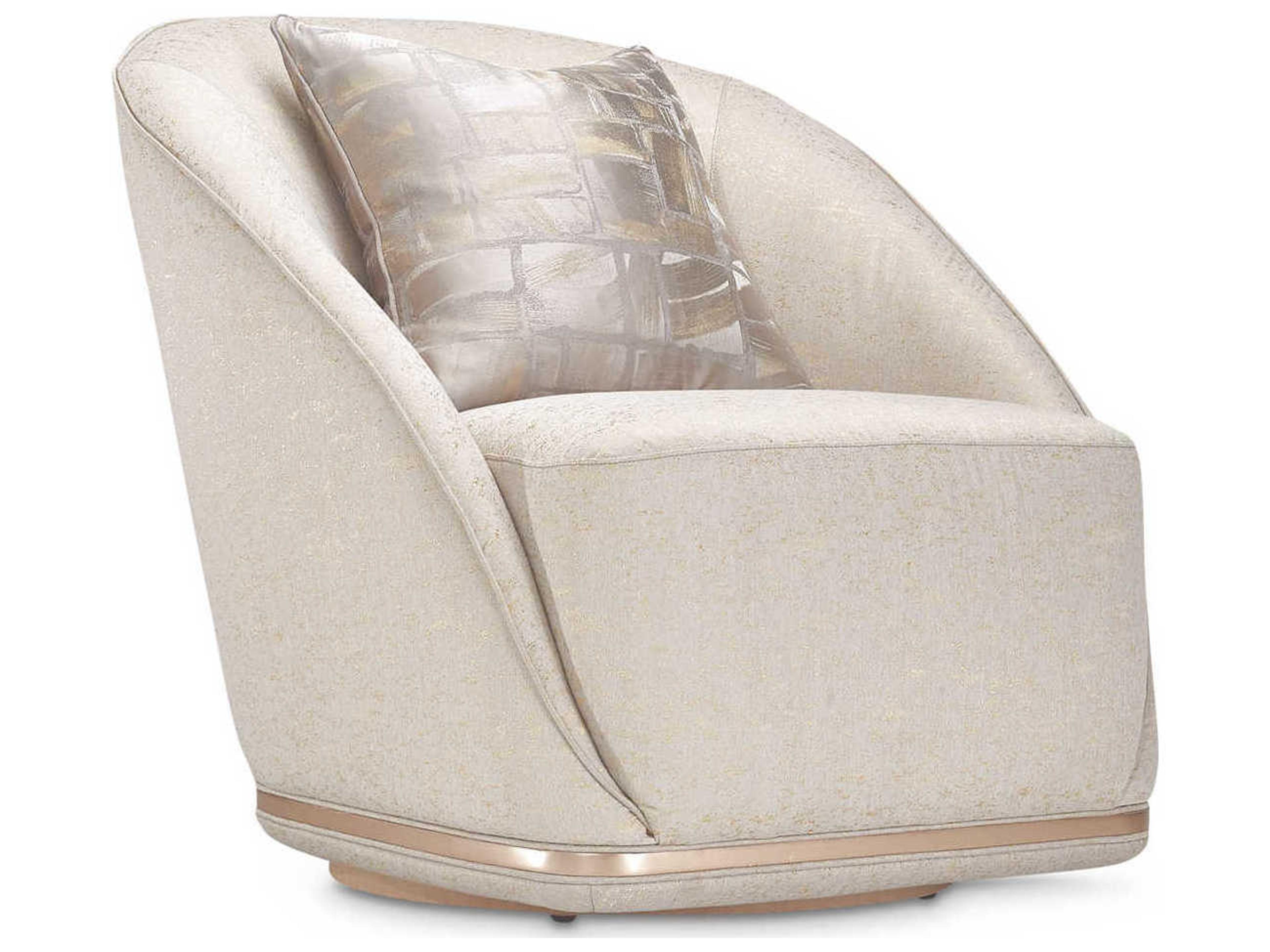 Luxecor Gilded Swivel White Fabric Accent Chair