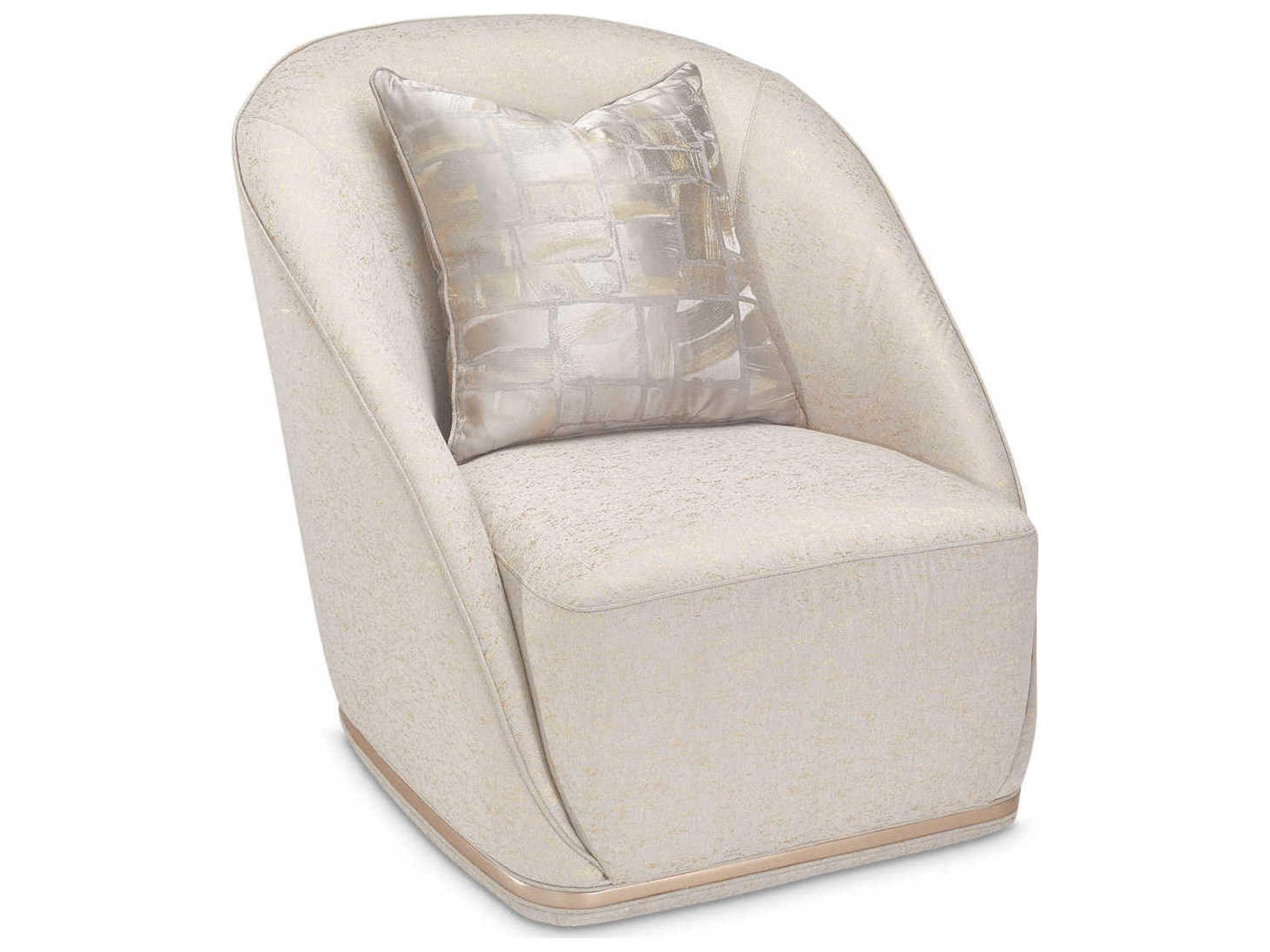 Luxecor Gilded Swivel White Fabric Accent Chair
