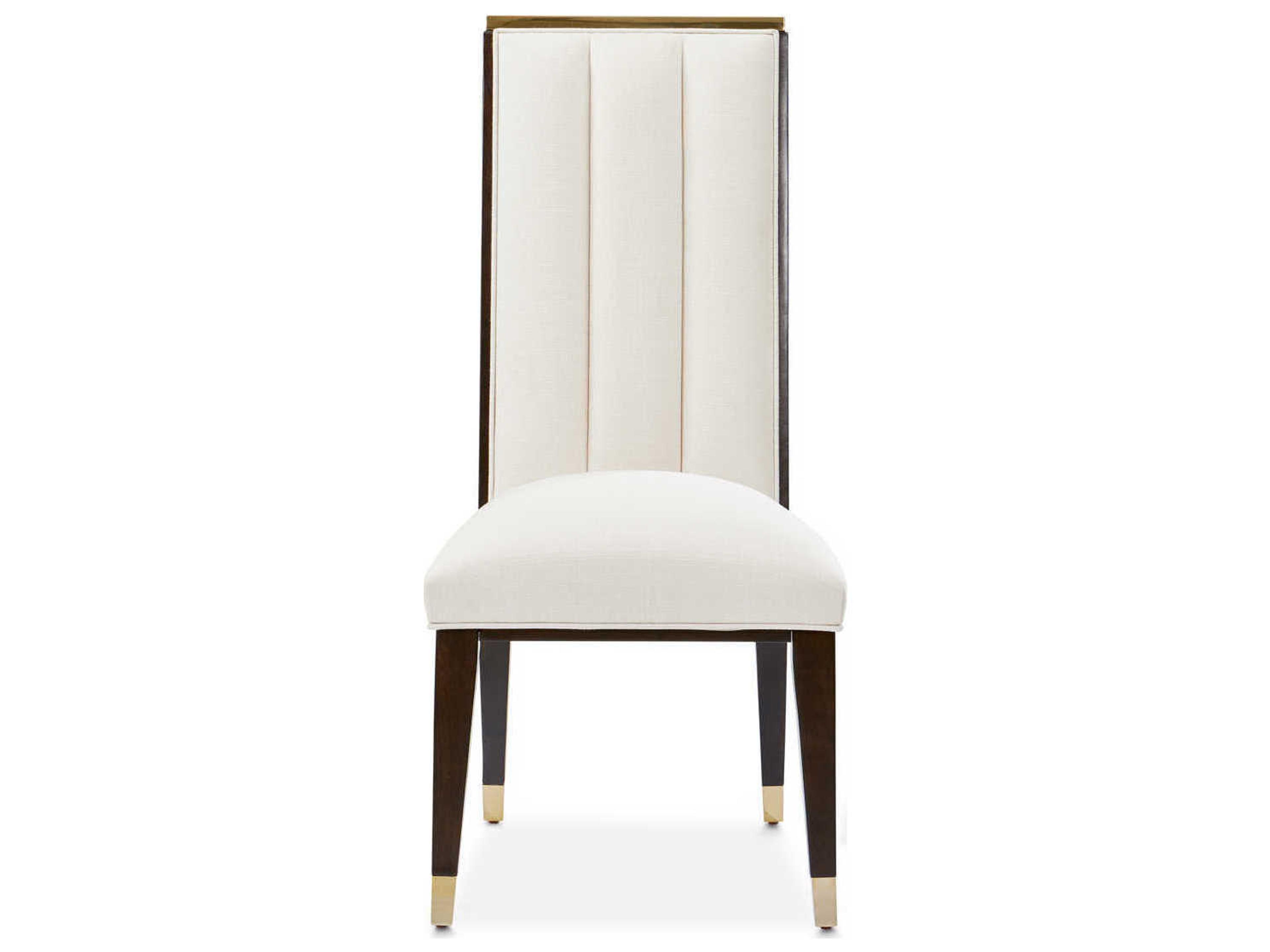 Luxecor Gilded Rubberwood White Upholstered Side Dining Chair