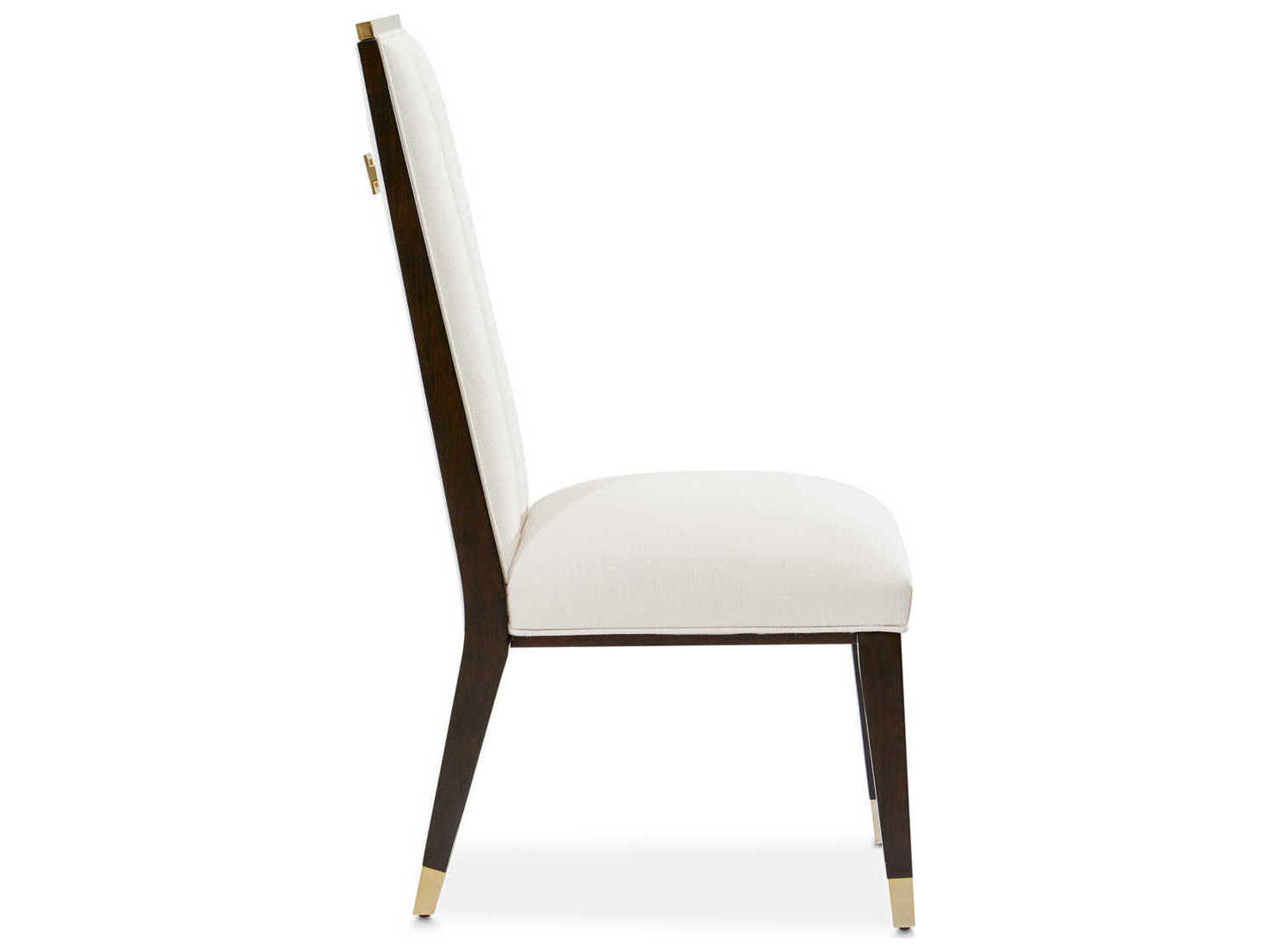 Luxecor Gilded Rubberwood White Upholstered Side Dining Chair