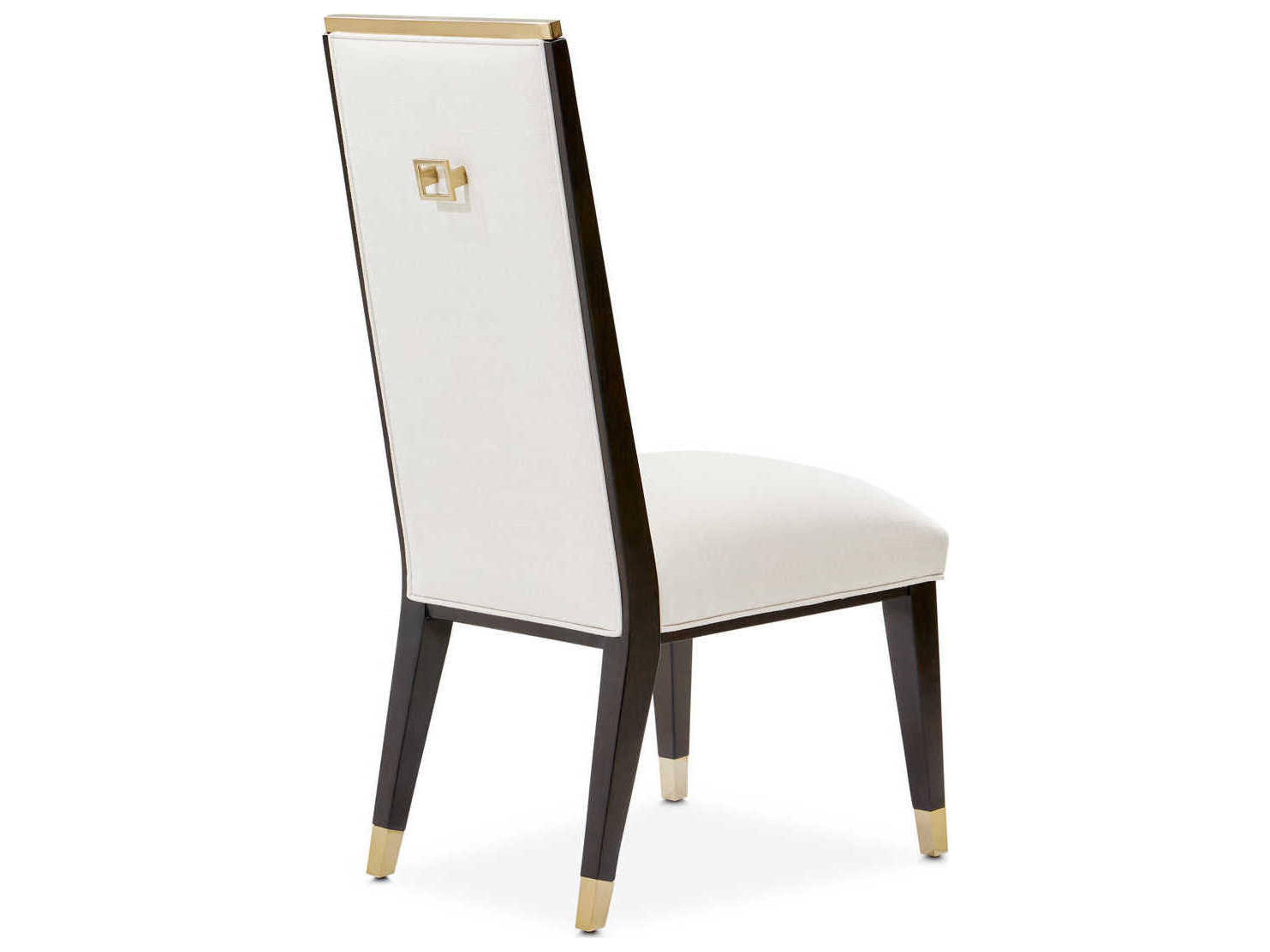 Luxecor Gilded Rubberwood White Upholstered Side Dining Chair