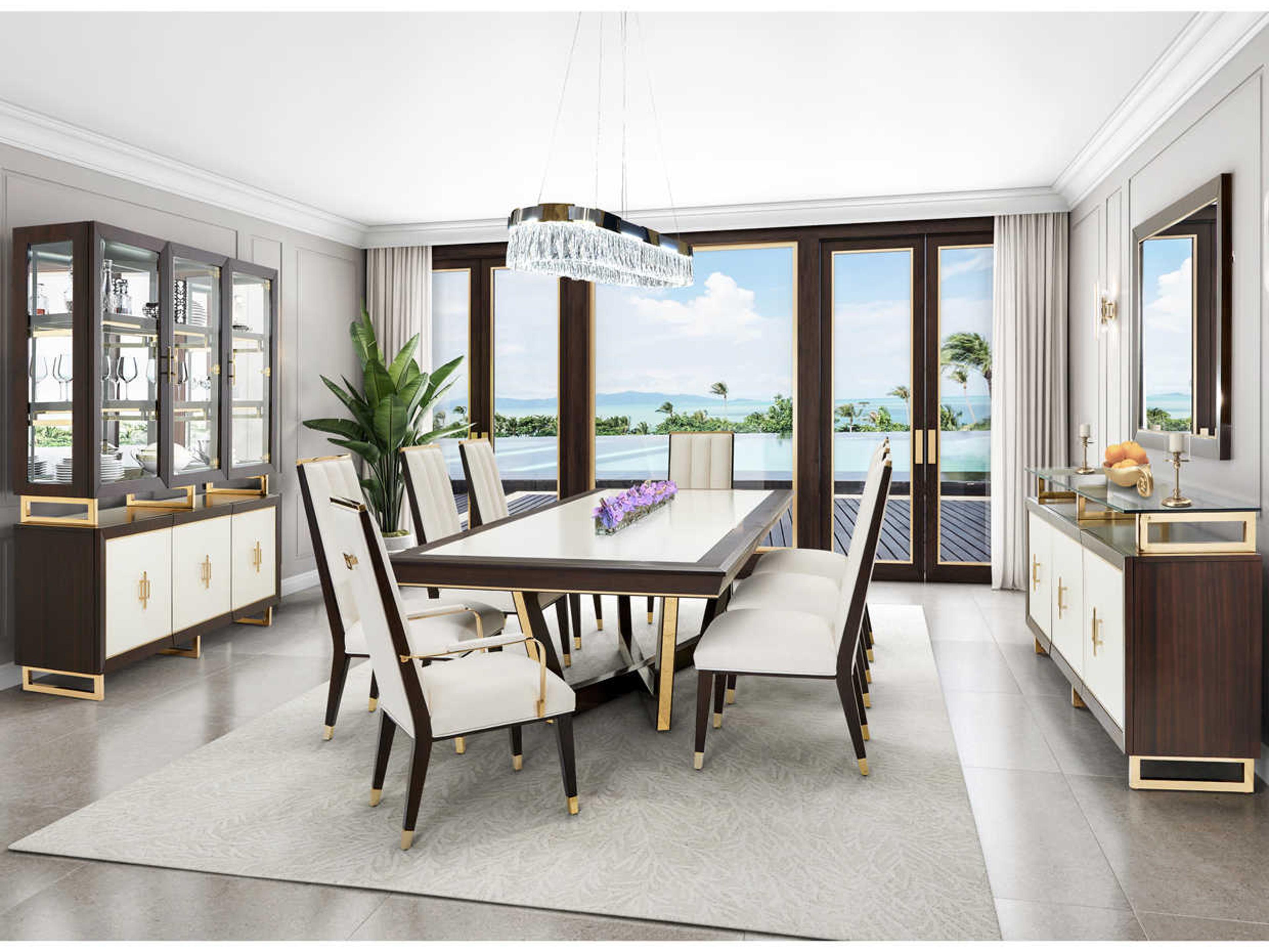 Luxecor Gilded 76" Poplar Wood Sideboard and Mirror Set