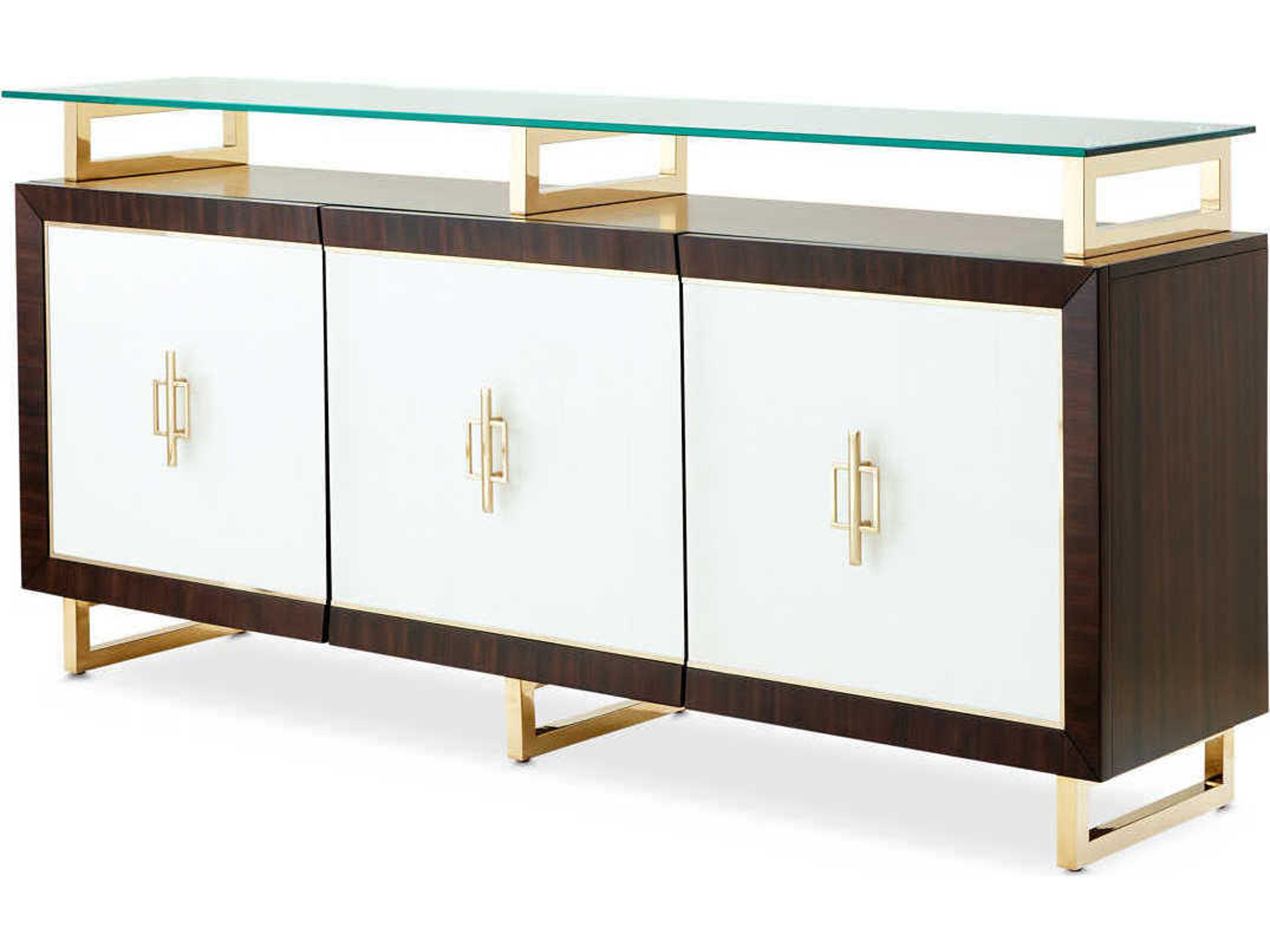 Gilded 76" Poplar Wood Espresso Sideboard