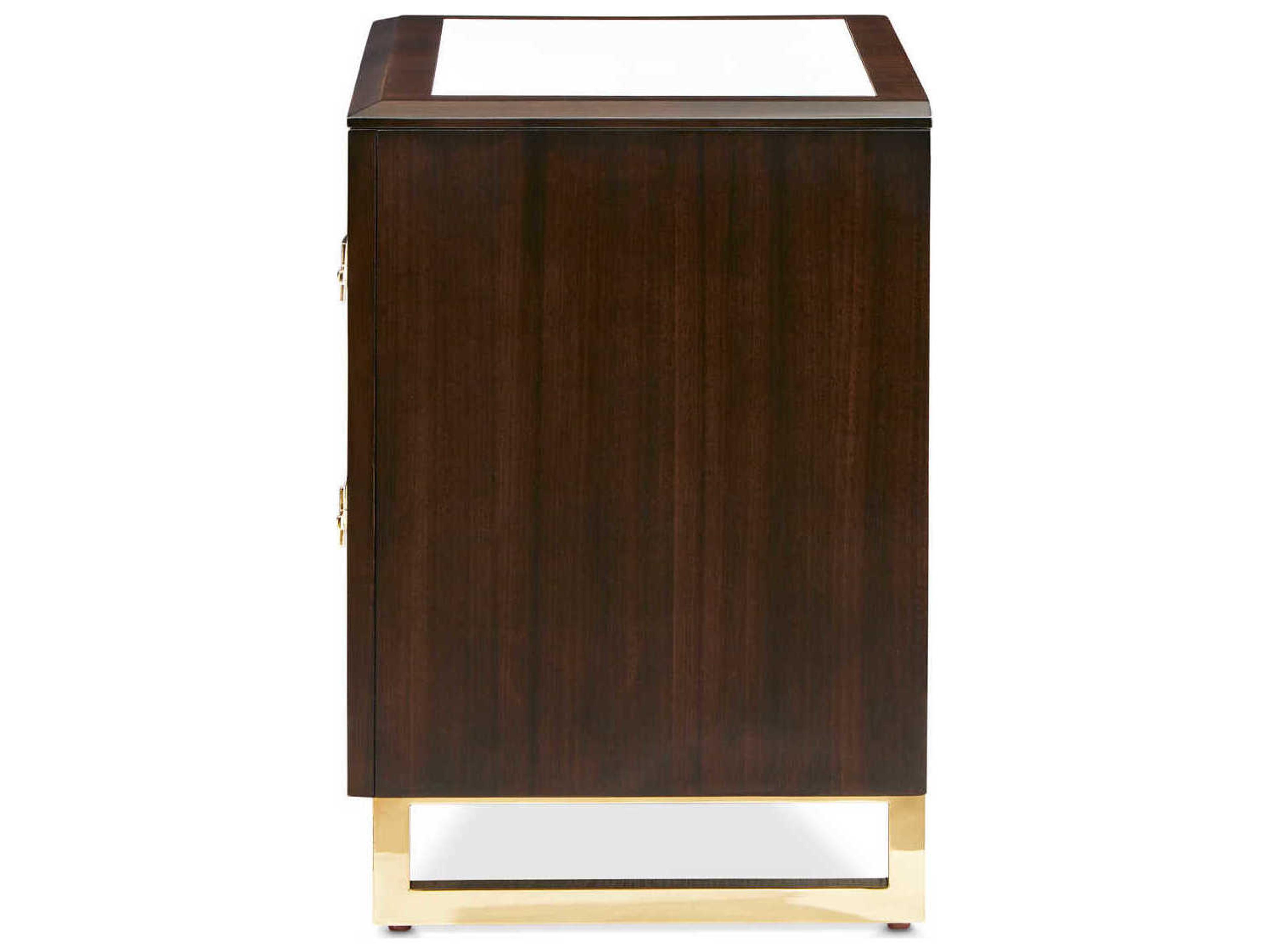 Luxecor Gilded 2-Drawers Brown Poplar Wood Nightstand