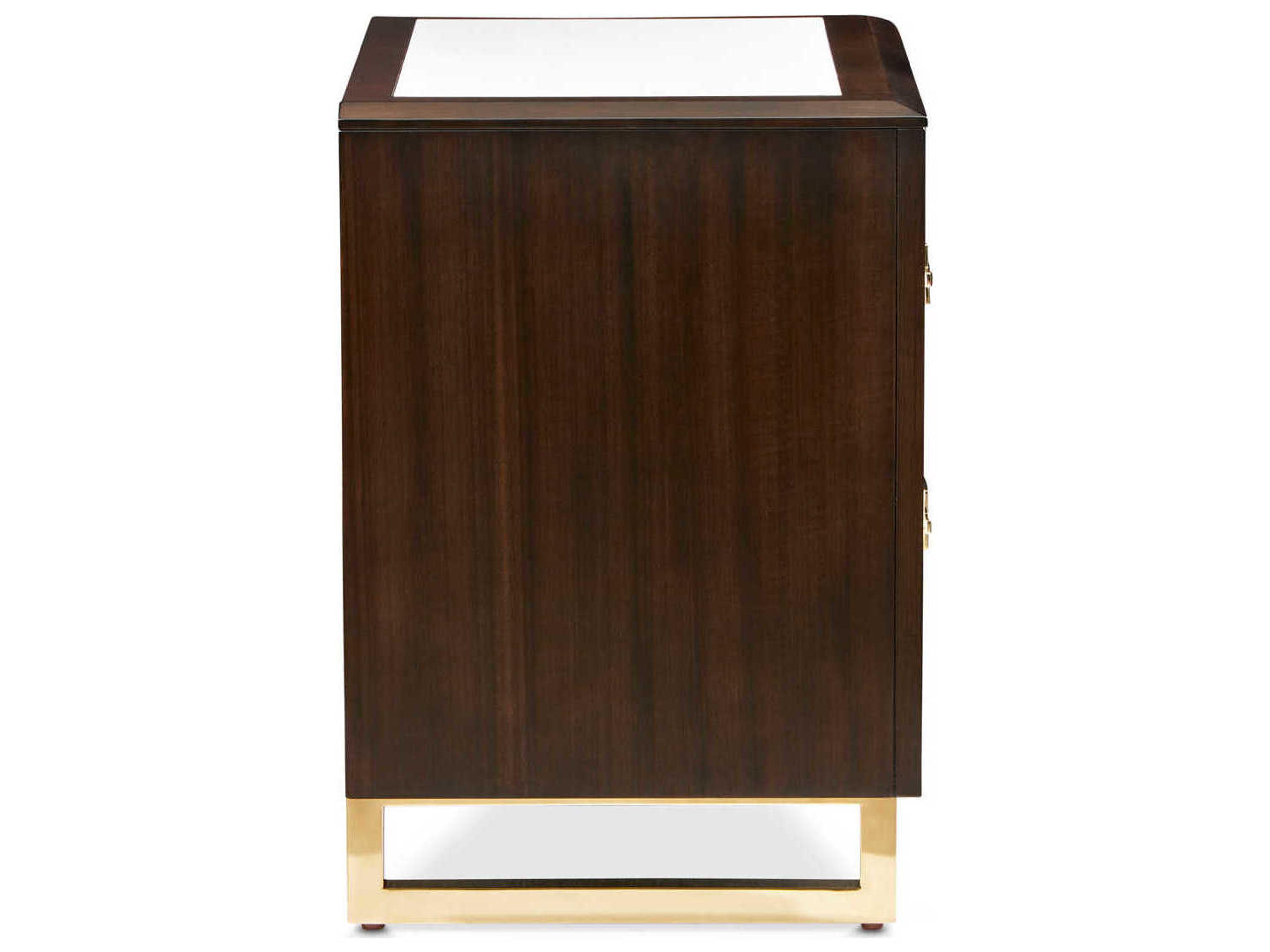 Luxecor Gilded 2-Drawers Brown Poplar Wood Nightstand