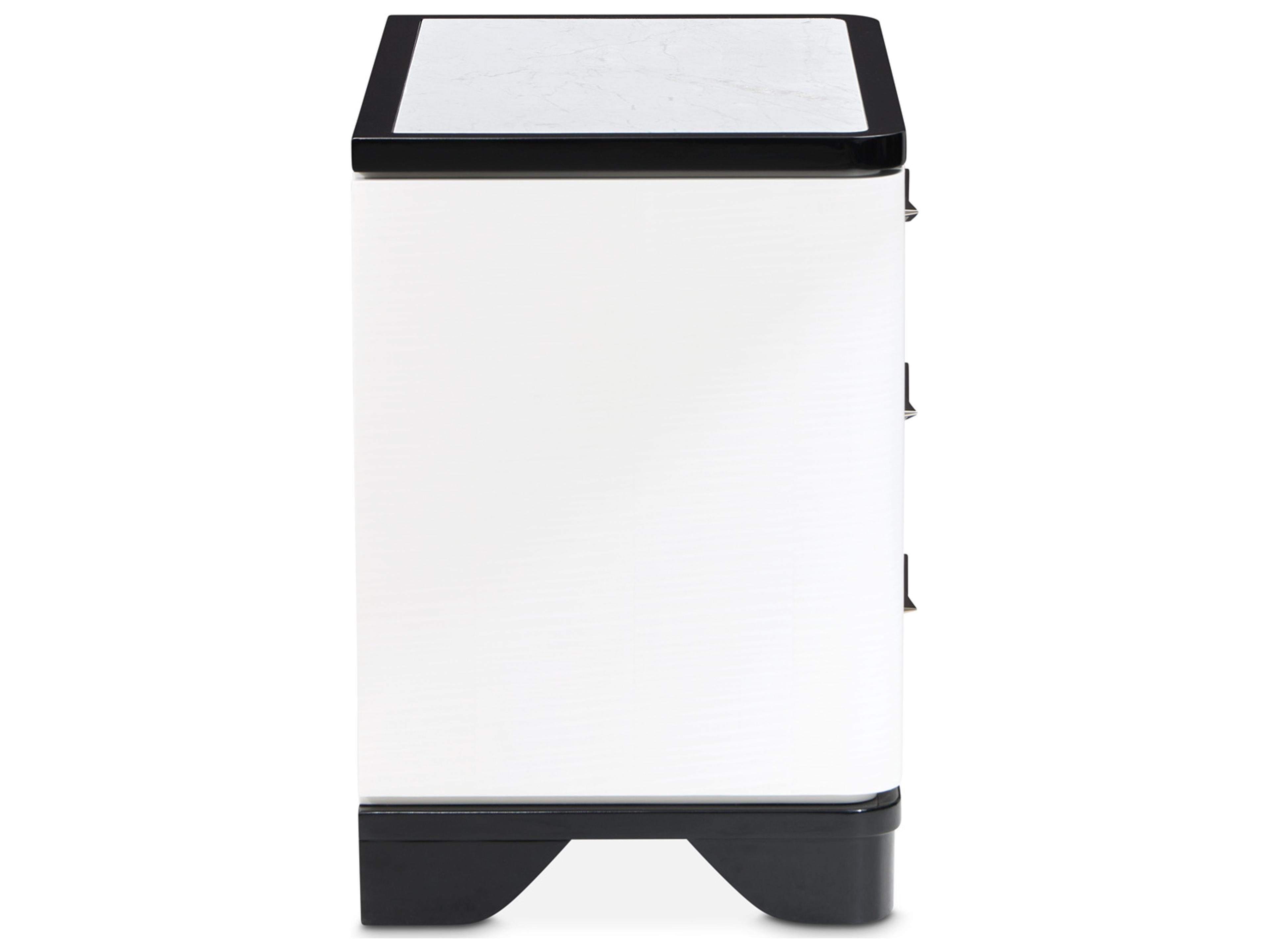 Michael Amini Tuxedo 3-Drawers Black Poplar Wood Nightstand