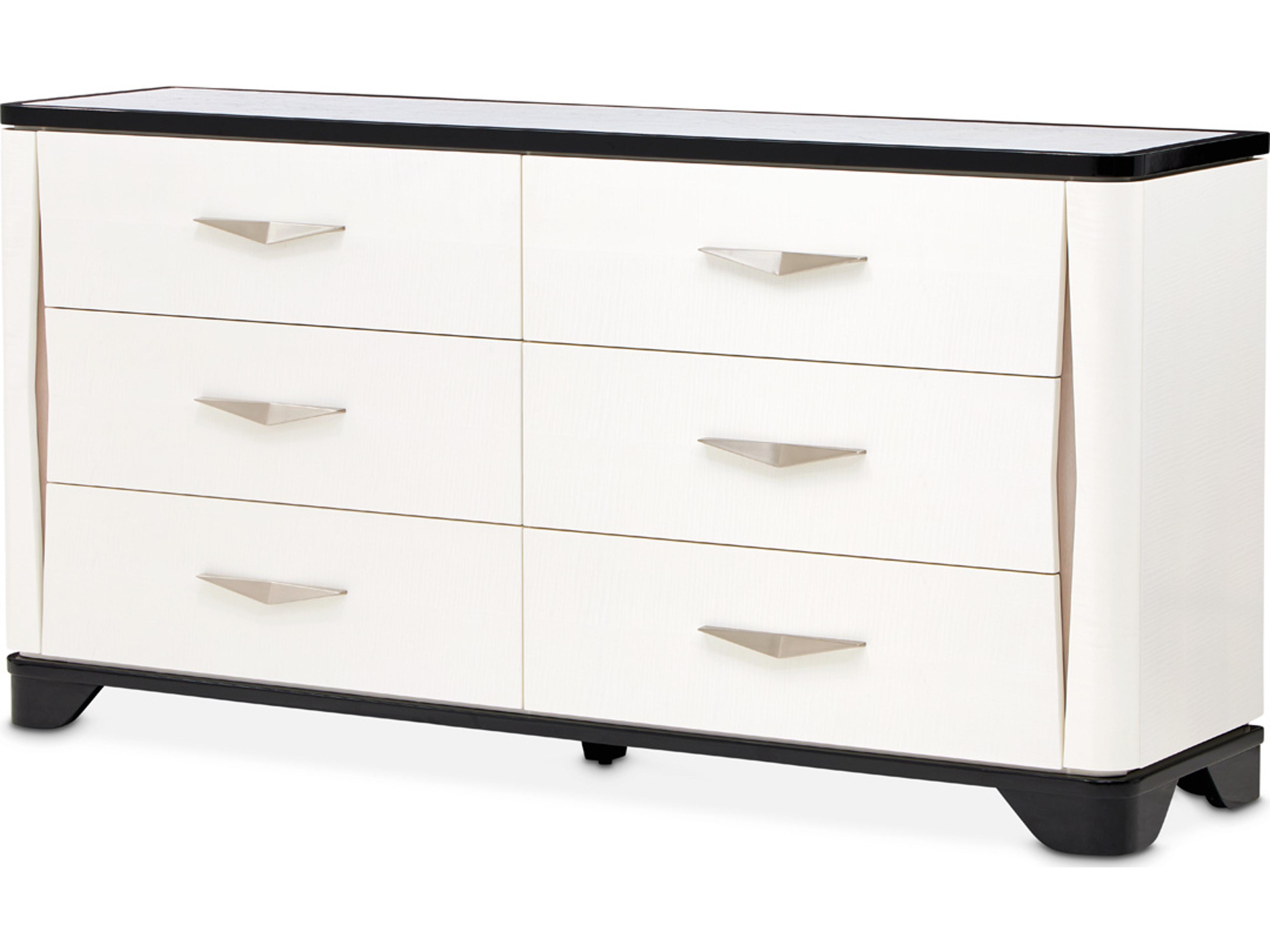 Tuxedo 6-Drawers Black Poplar Wood Double Dresser