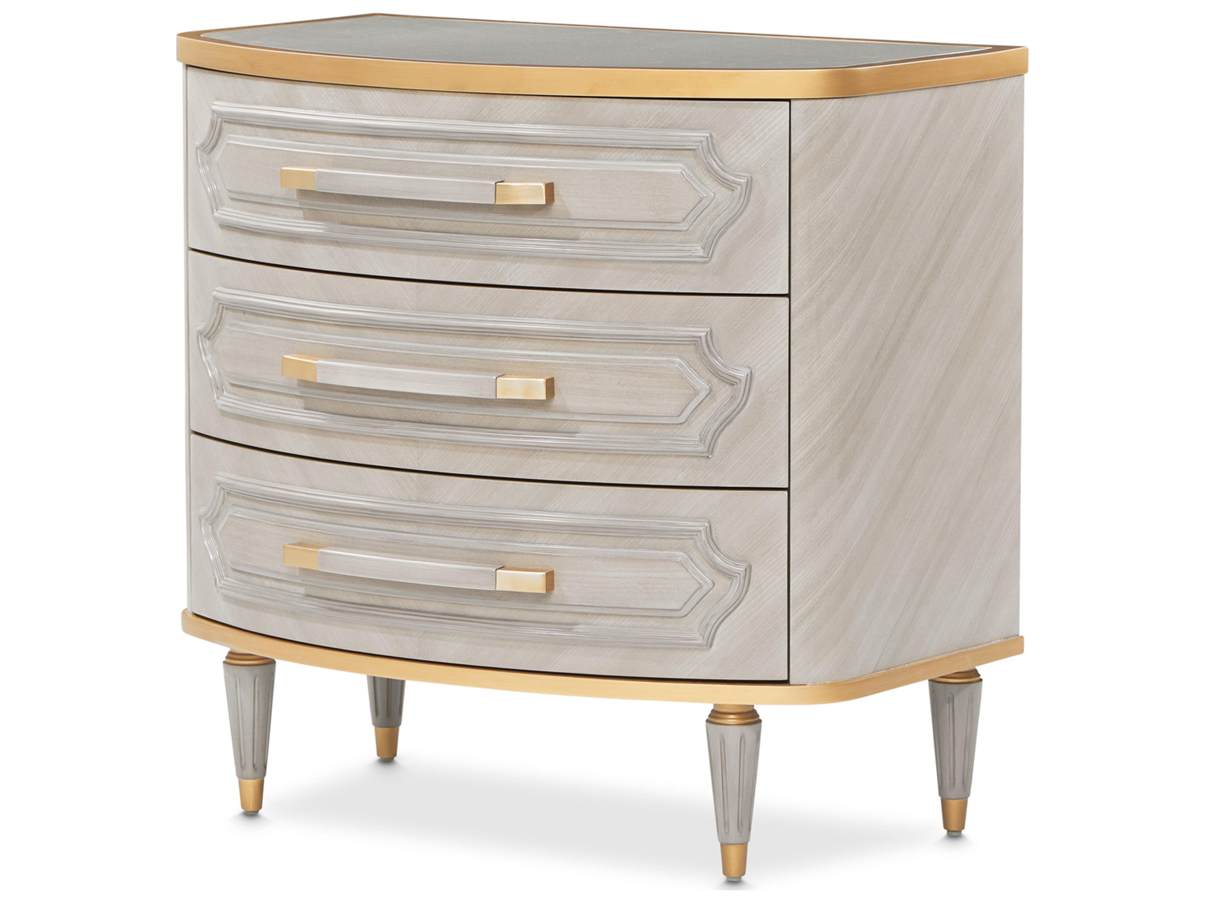 St. Charles 3-Drawers Gray Poplar Wood Nightstand
