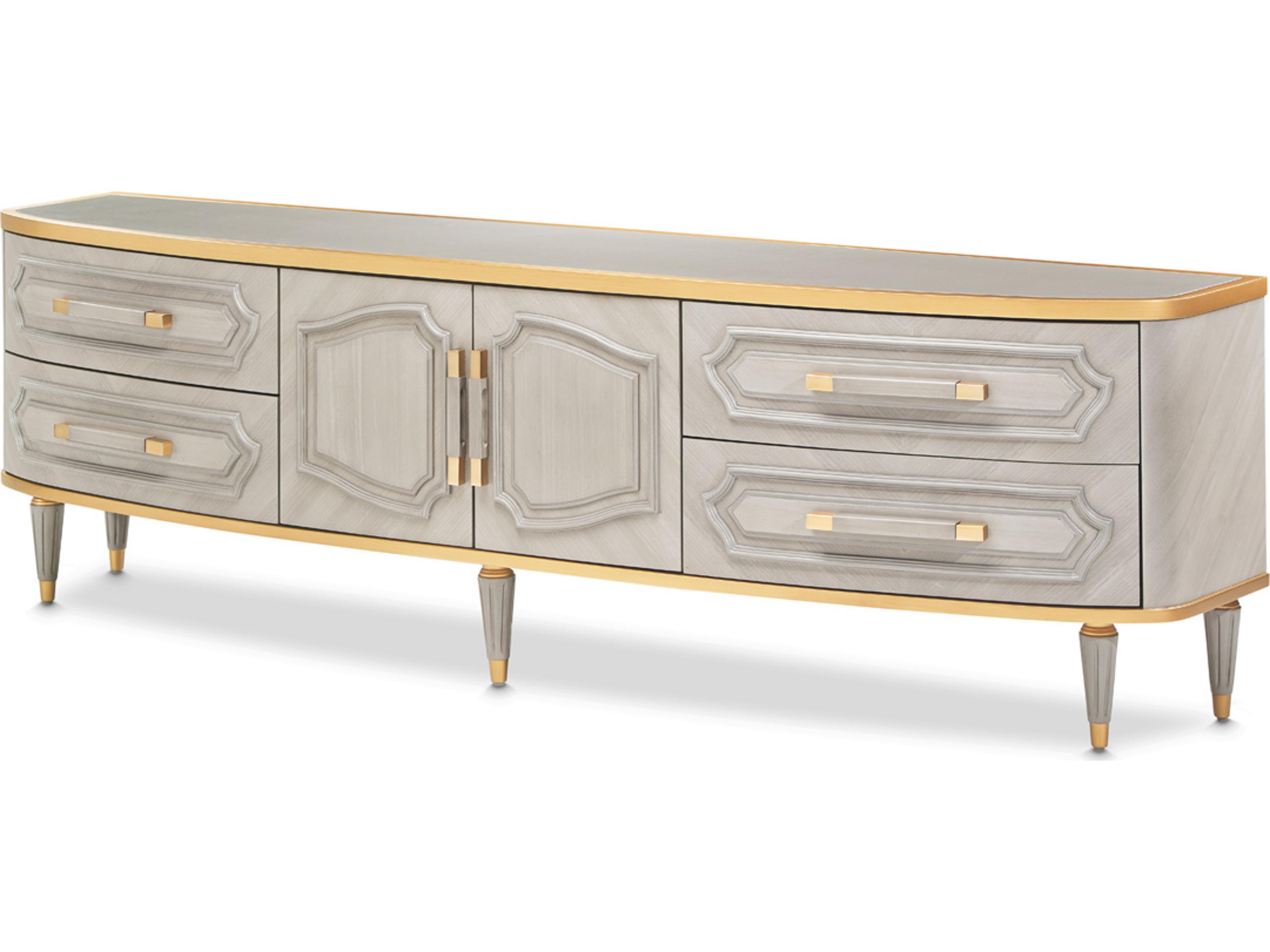 St. Charles 82-Inch Media Console in Dove Gray with Marble Top