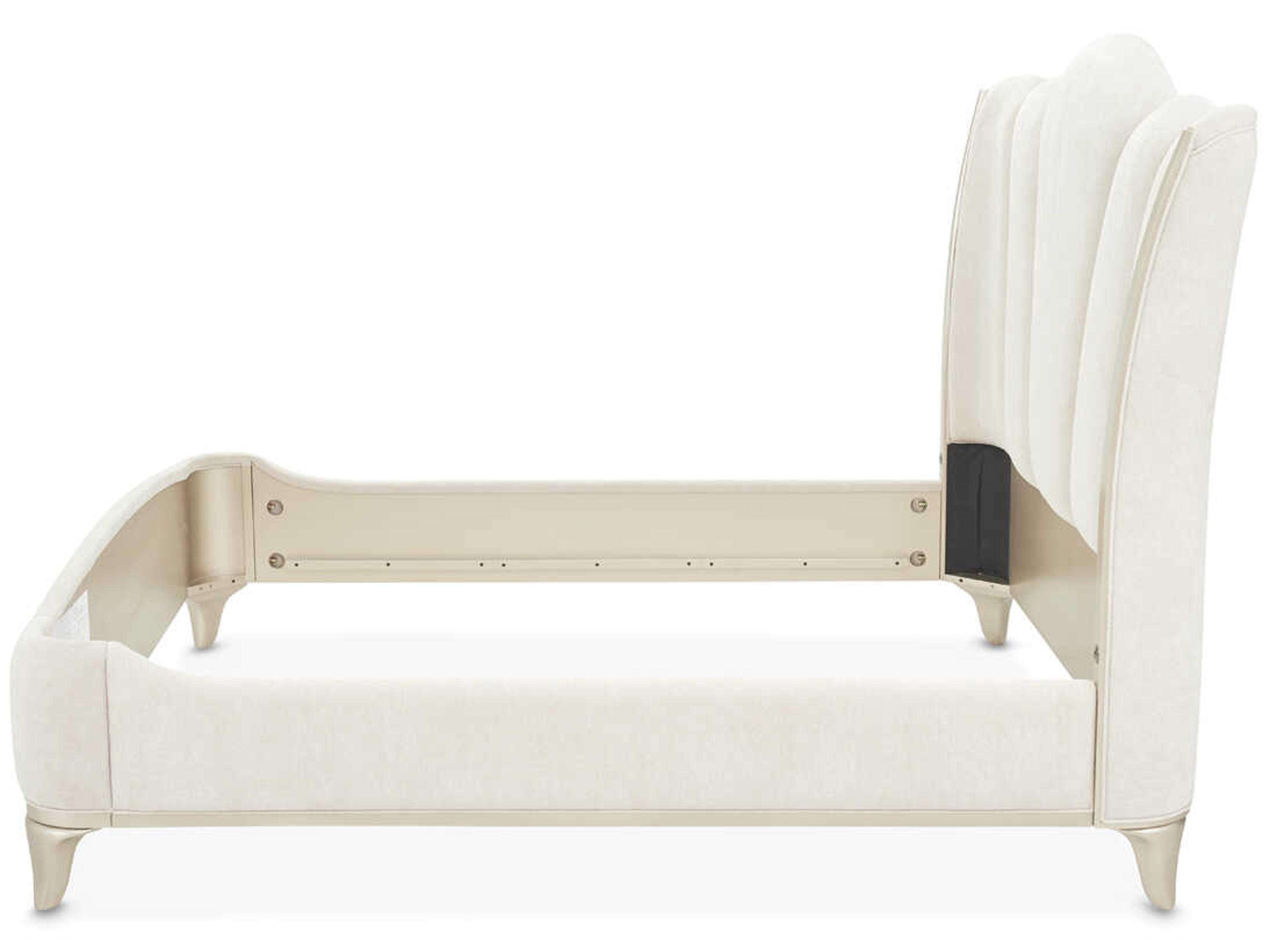 Luxecor Gilded Champagne Poplar Wood Upholstered Queen Platform Bed