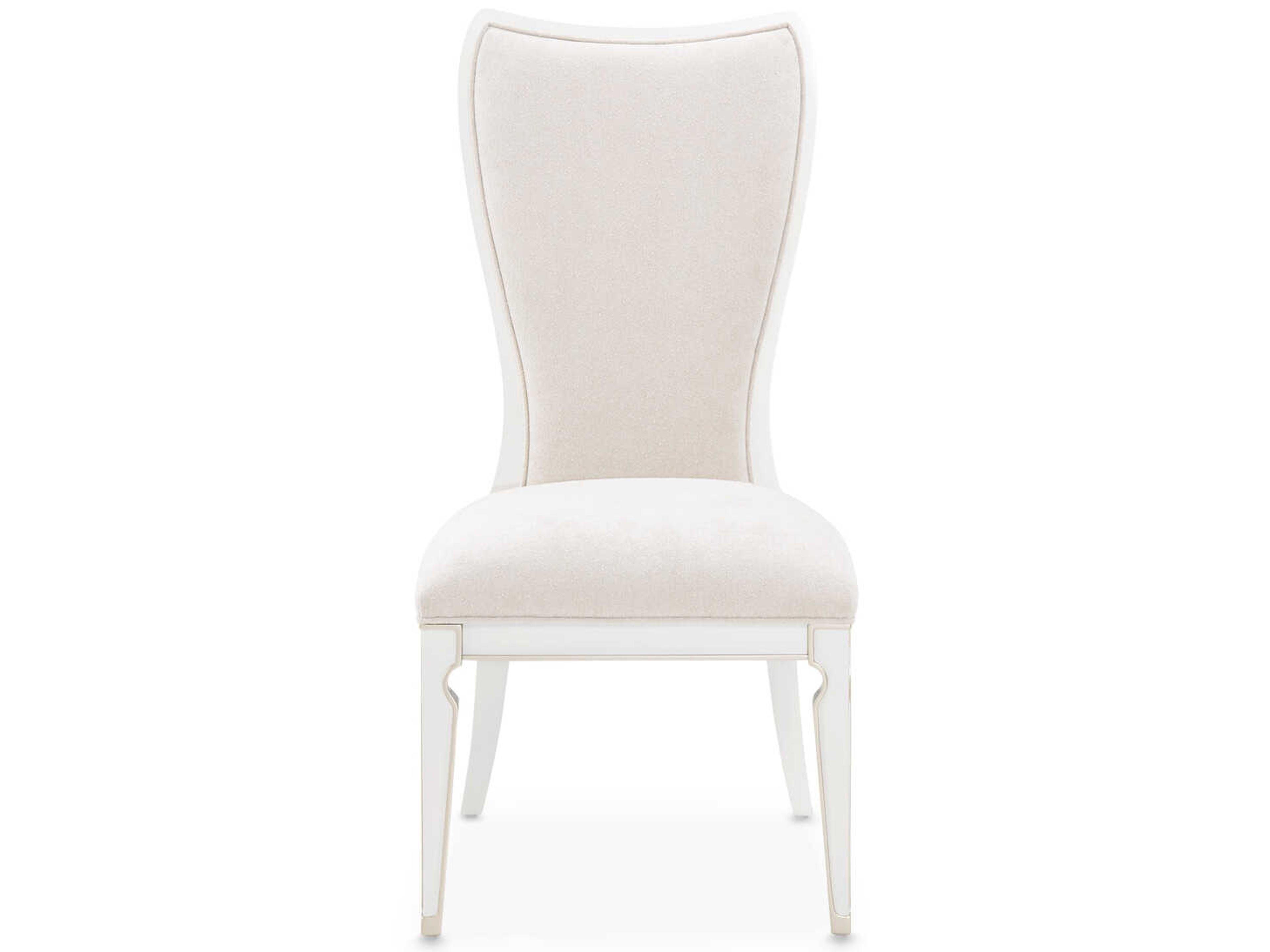 Luxecor Gilded Poplar Wood White Upholstered Armless Dining Chair