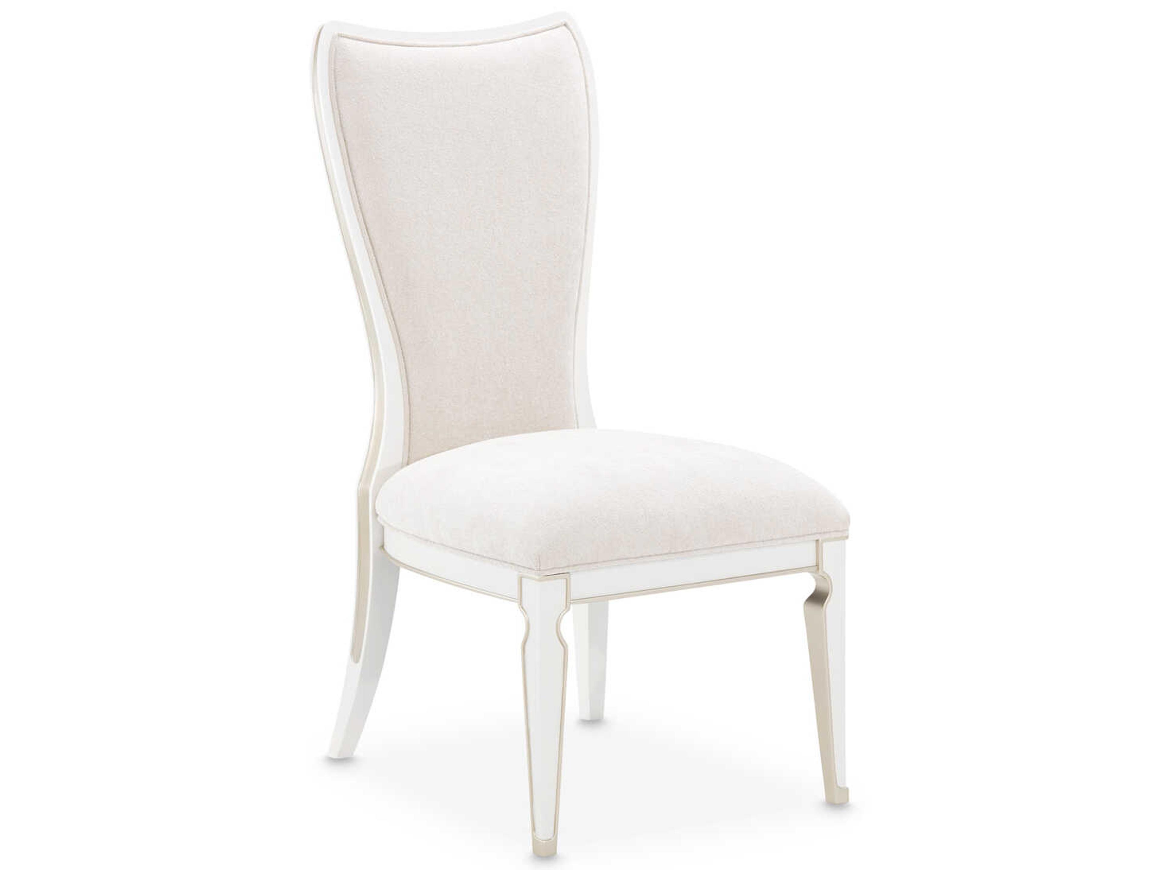 Luxecor Gilded Poplar Wood White Upholstered Armless Dining Chair