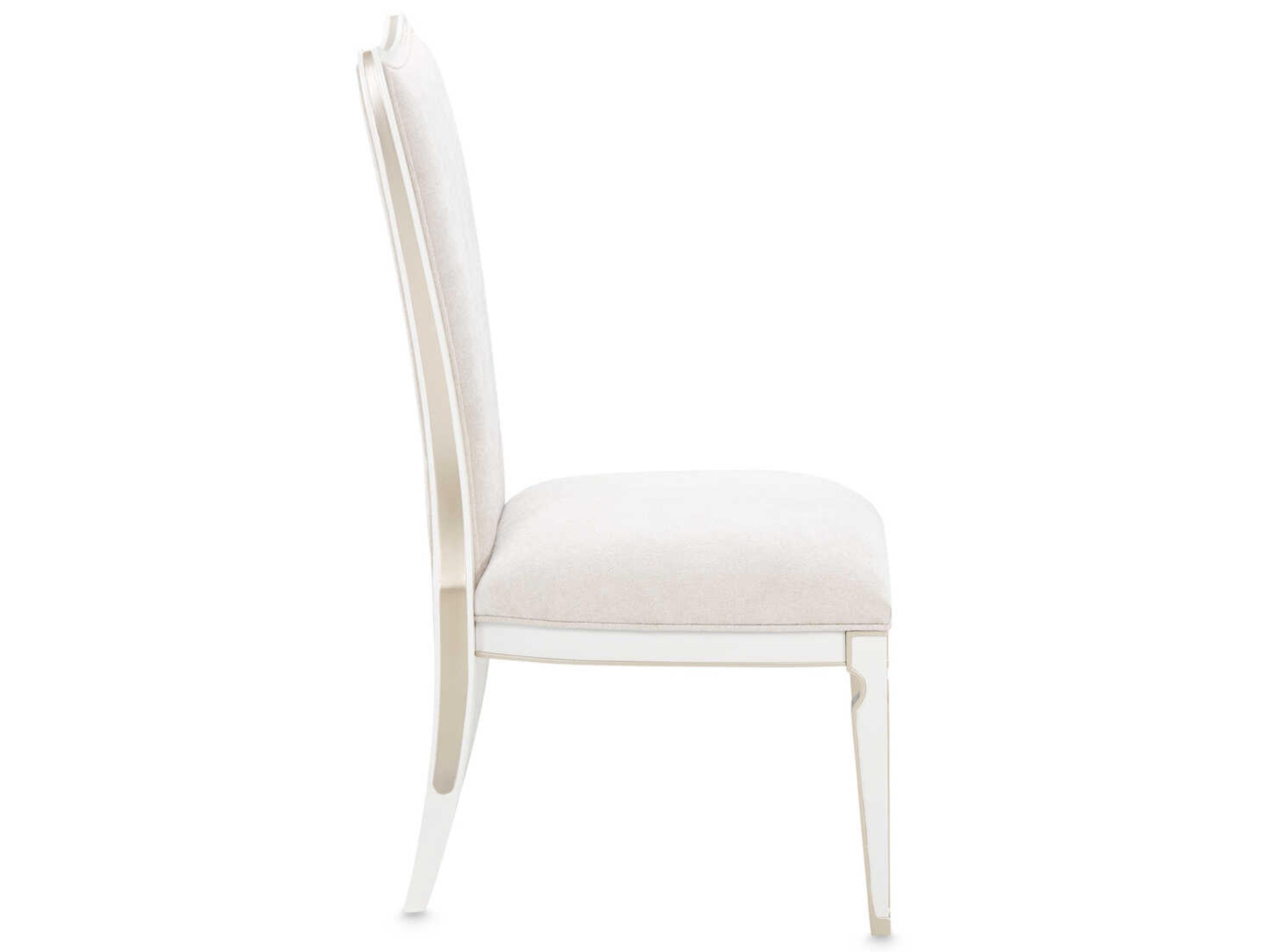 Luxecor Gilded Poplar Wood White Upholstered Armless Dining Chair