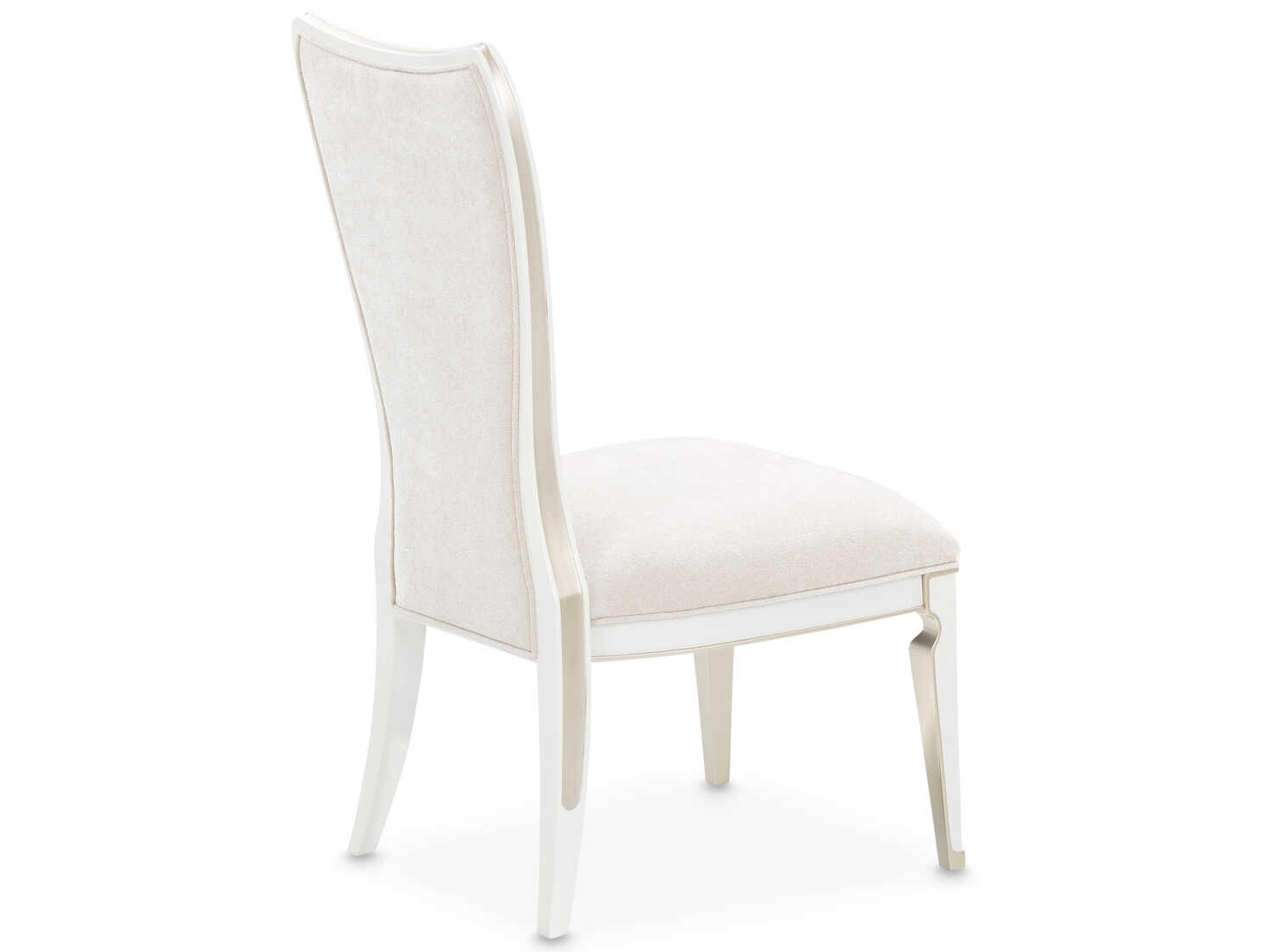 Luxecor Gilded Poplar Wood White Upholstered Armless Dining Chair