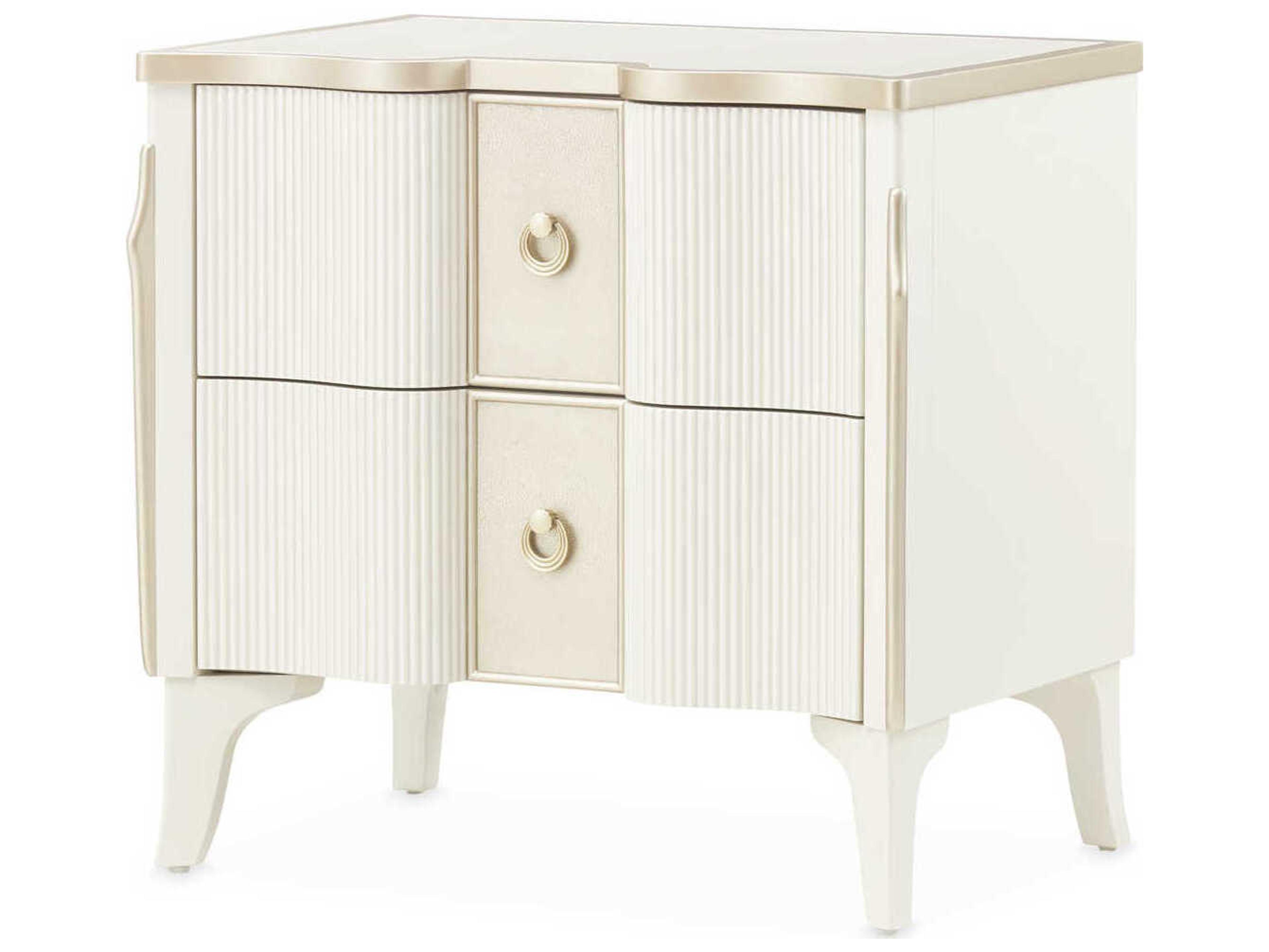 La Marisia 2-Drawers White Poplar Wood Nightstand